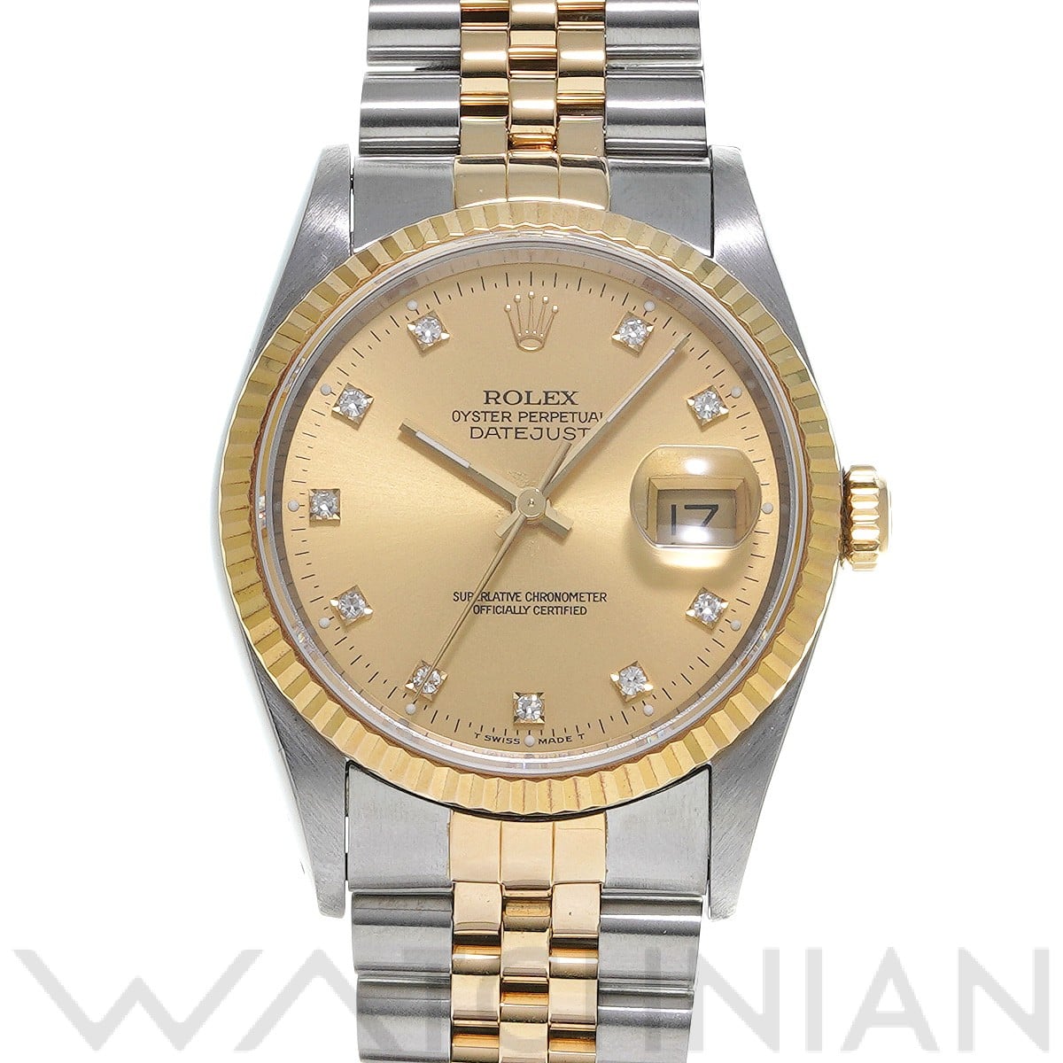 ロレックス デイトジャスト 36 16233G シャンパン/ダイヤモンド メンズ 時計 【中古】【wristwatch】