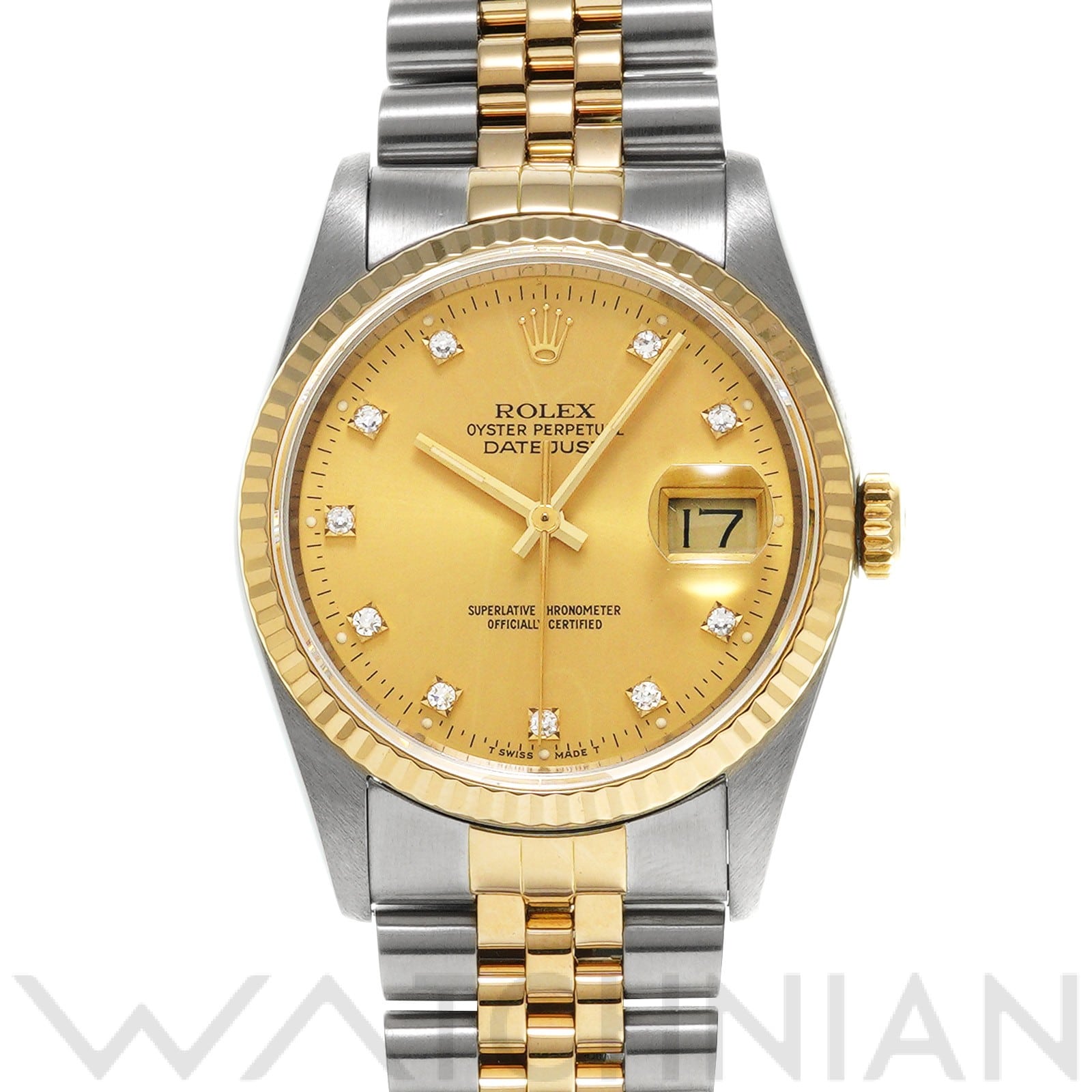 ロレックス デイトジャスト 36 16233G シャンパン/ダイヤモンド メンズ 時計 【中古】【wristwatch】
