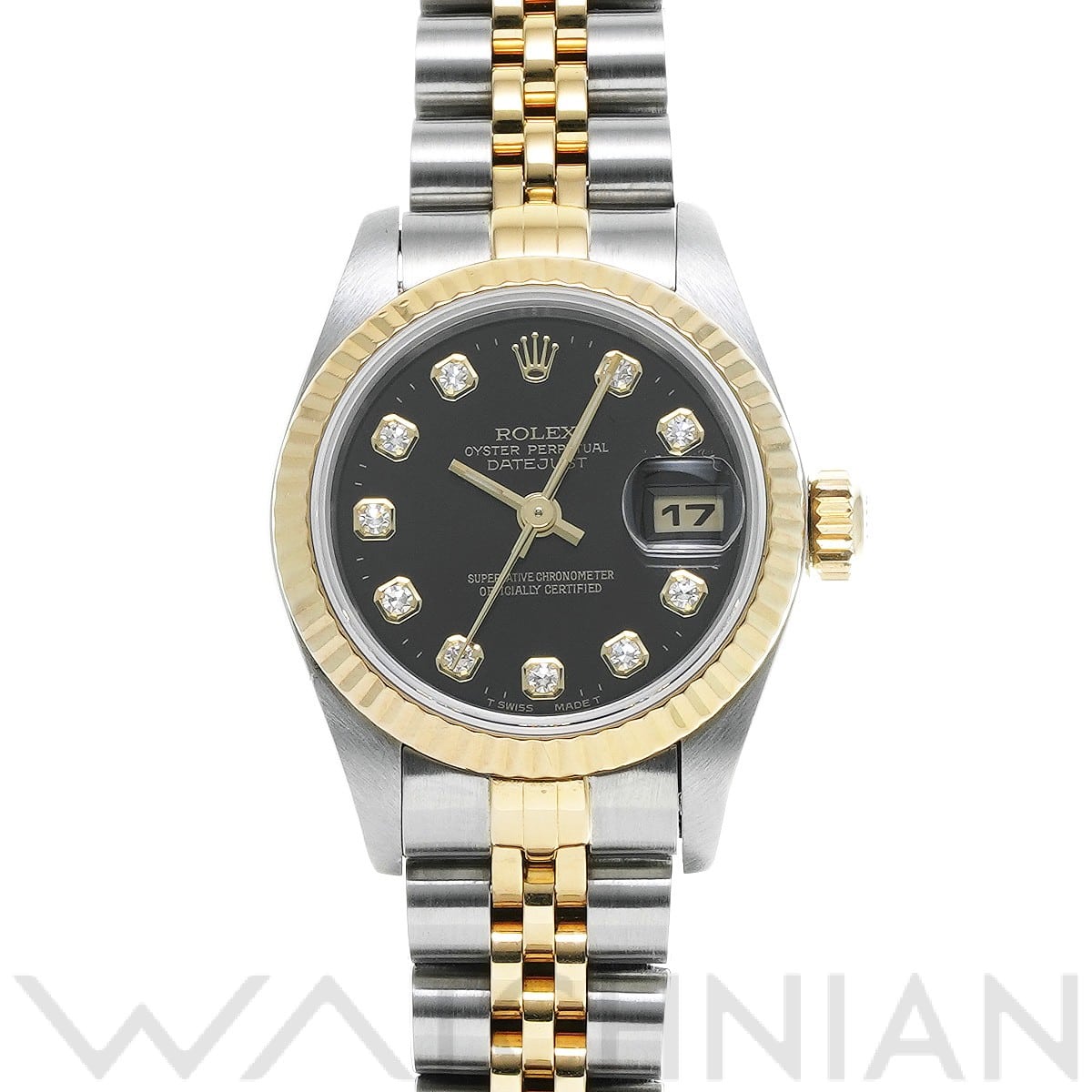 デイトジャスト 69173G W番(1995年頃製造) ブラック/ダイヤモンド ロレックス ROLEX レディース 【中古】
