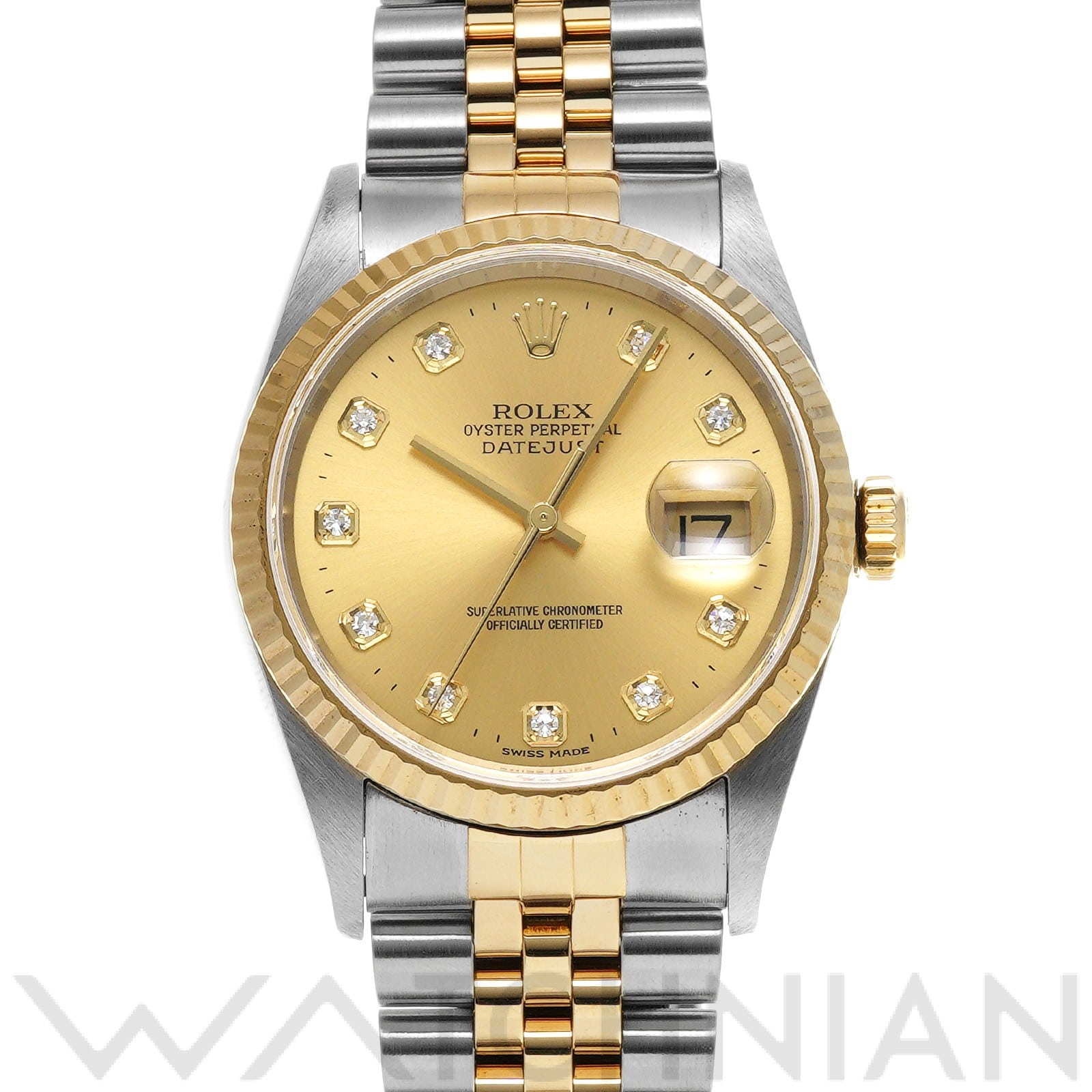 ロレックス デイトジャスト 16233G シャンパン/ダイヤモンド メンズ 時計 【中古】【wristwatch】
