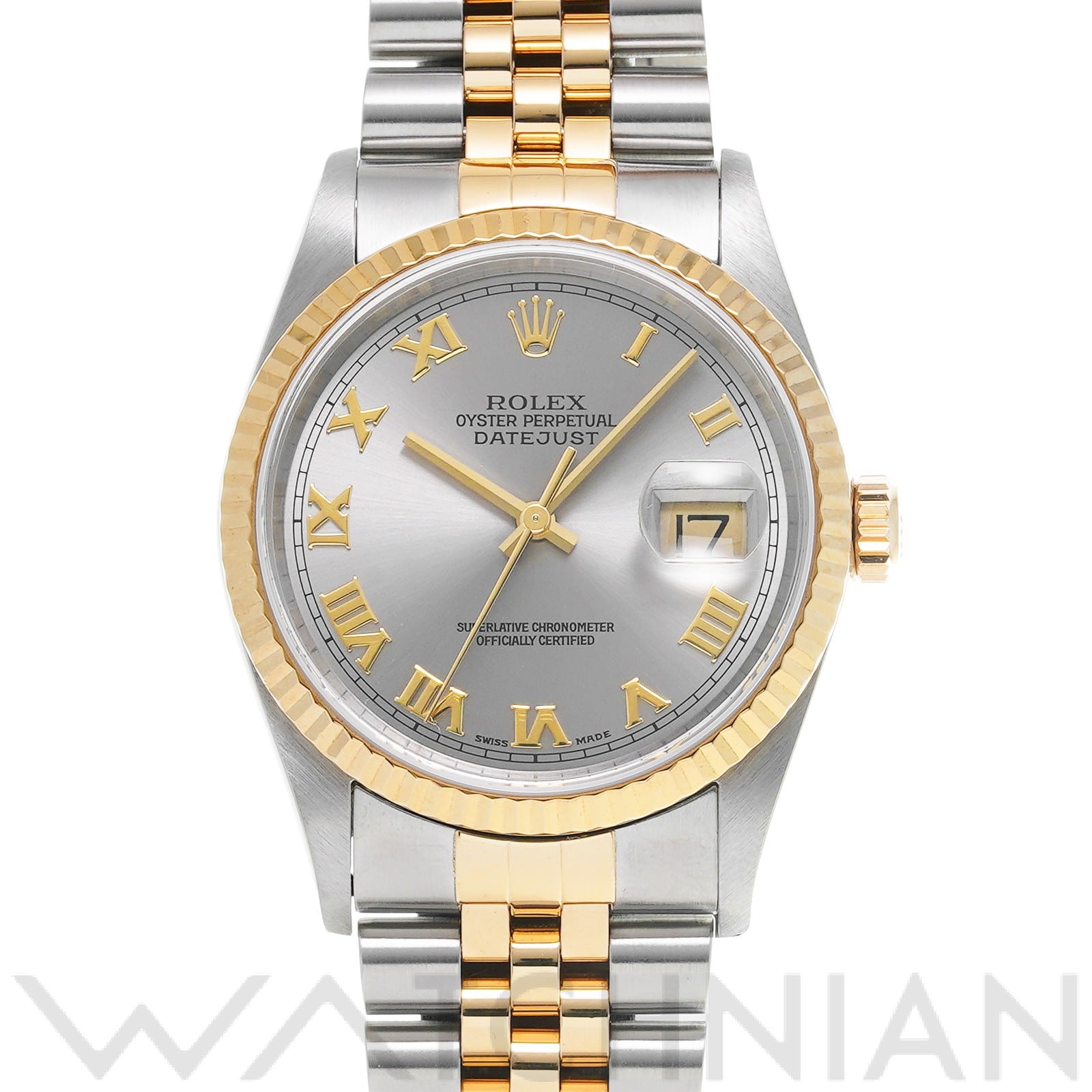 ロレックス デイトジャスト 16233 グレー メンズ 時計 【中古】【wristwatch】