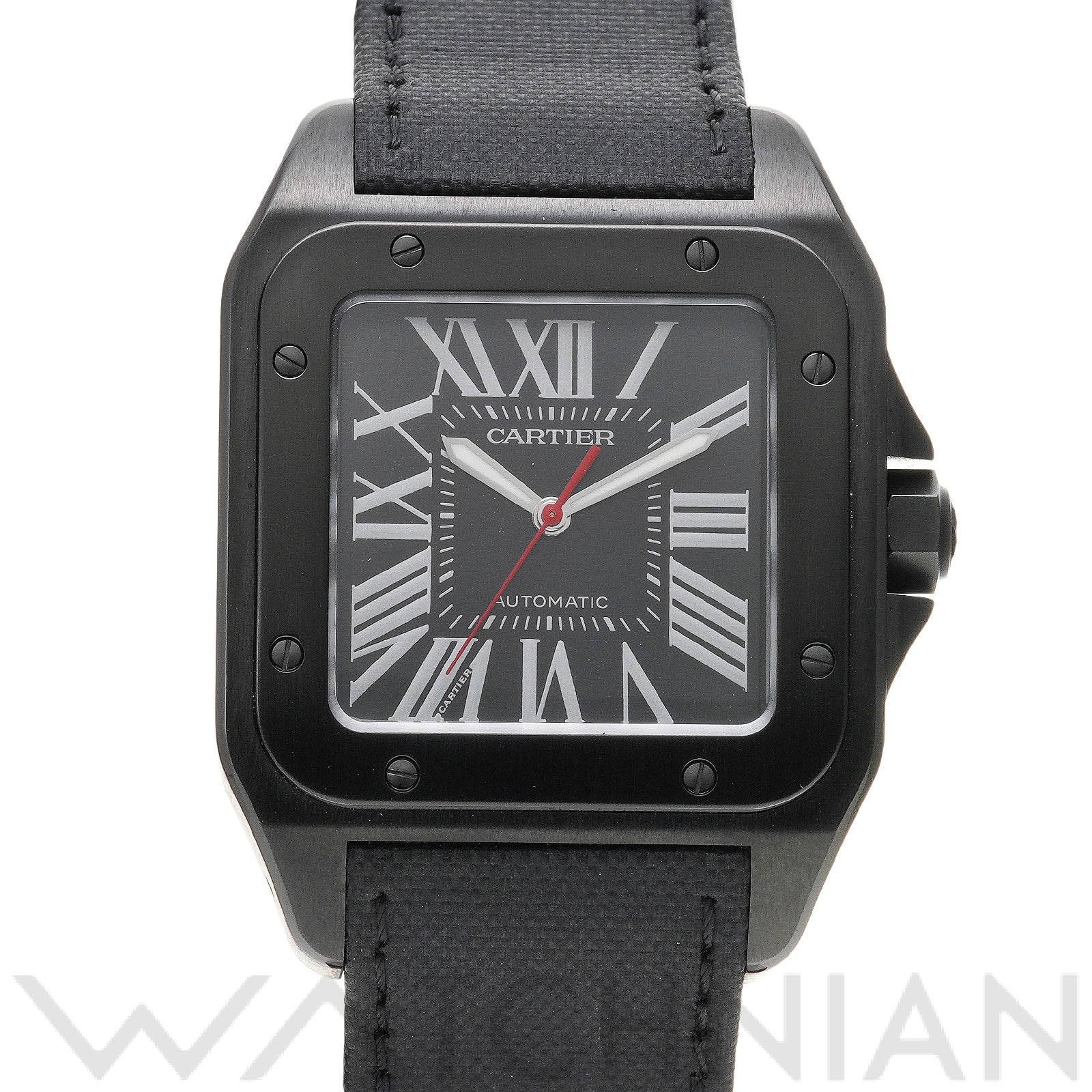 サントス100 カーボンウォッチ LM WSSA0006 ブラック カルティエ CARTIER メンズ 【中古】