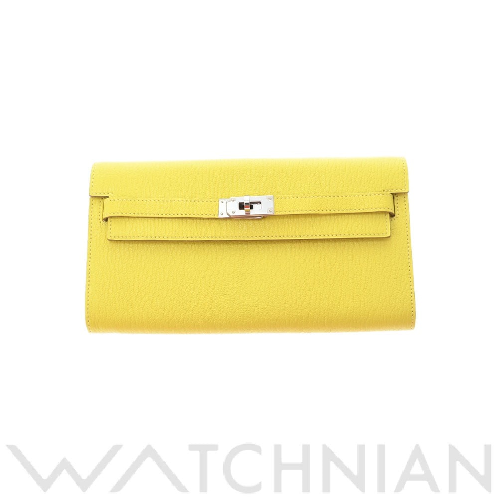 エルメス ケリーウォレット ロング トゥーゴー ショルダーウォレット ライム/パラジウム金具 シェーブル レディース 財布 【中古】【purse】