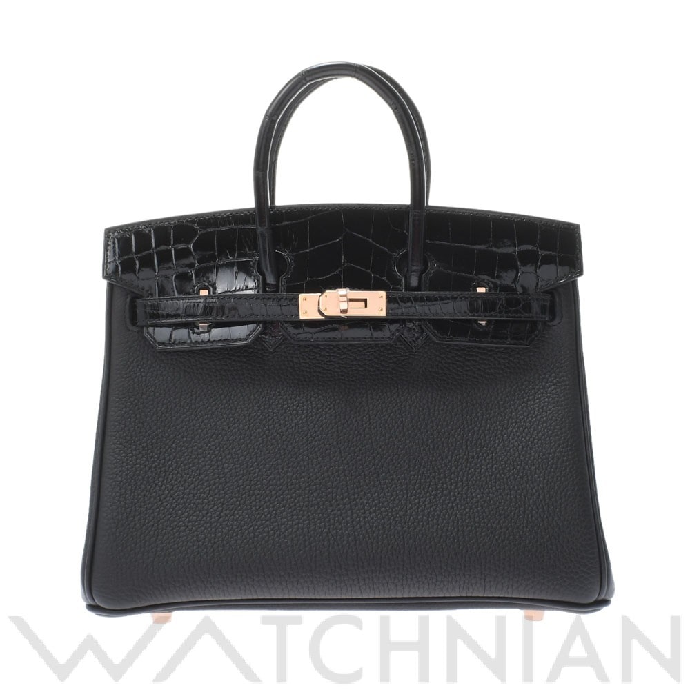 バーキン 25 ブラック/ローズゴールド金具 トゴ/ニロティカス HERMES エルメス レディース 【新品】