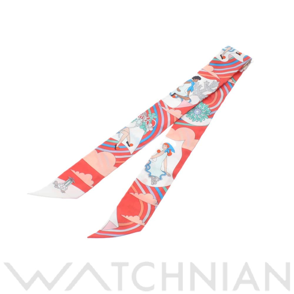 エルメス / HERMES ツイリー CARRES VOLANTS グレナディーヌ/ブラン/ブルー シルク100％ レディース 【新品】【other】