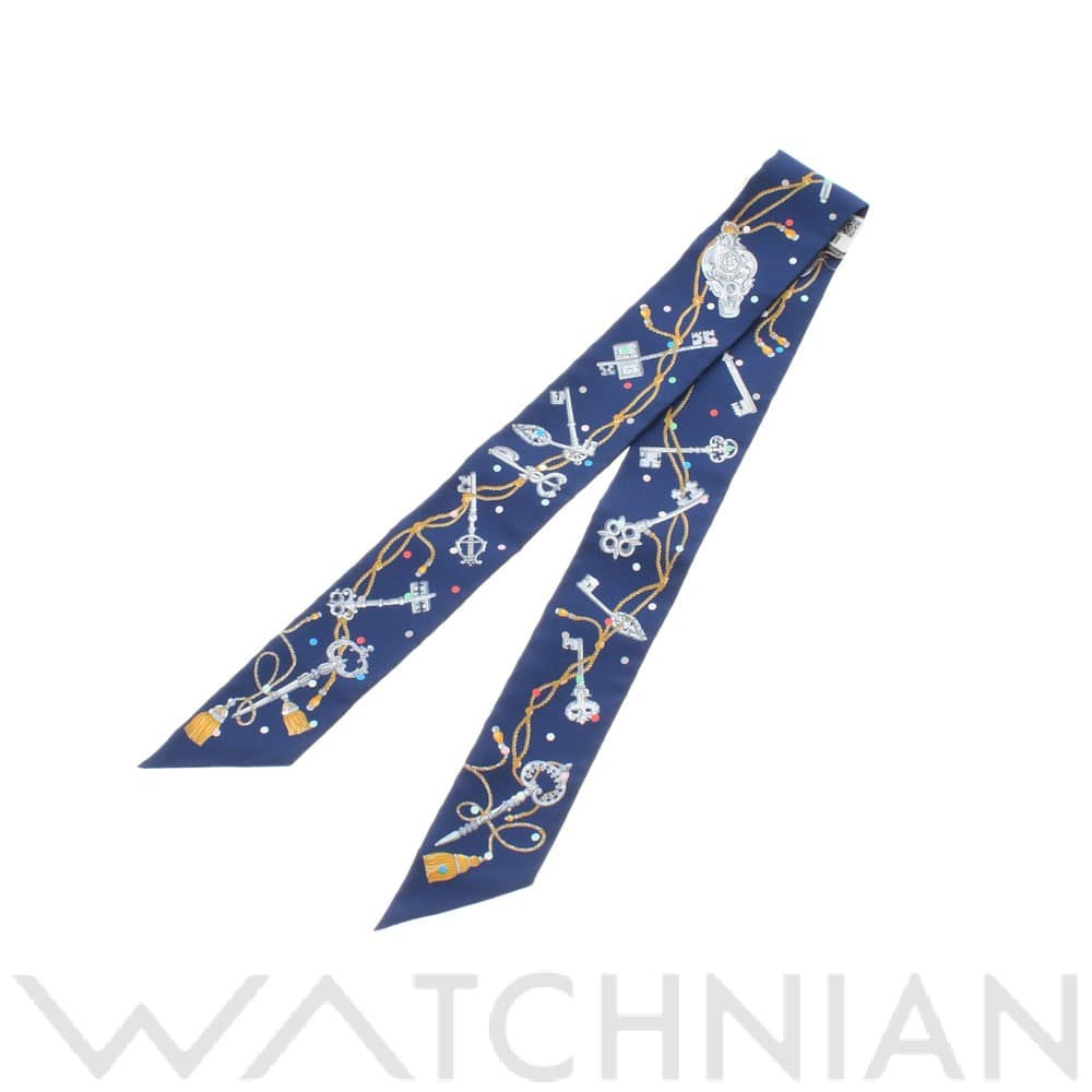 エルメス / HERMES ツイリー Les Cles a Pois レクレアポア マリーヌ/グリスアルジェント シルク100％ レディース 【新品】【other】