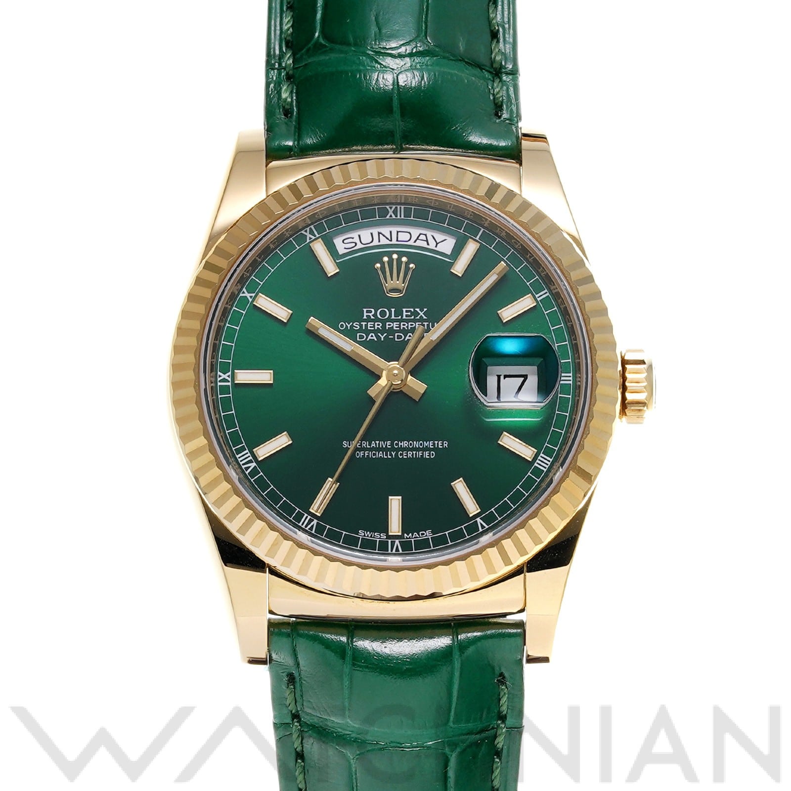 ロレックス デイデイト 36 118138 グリーン メンズ 時計 【中古】【wristwatch】