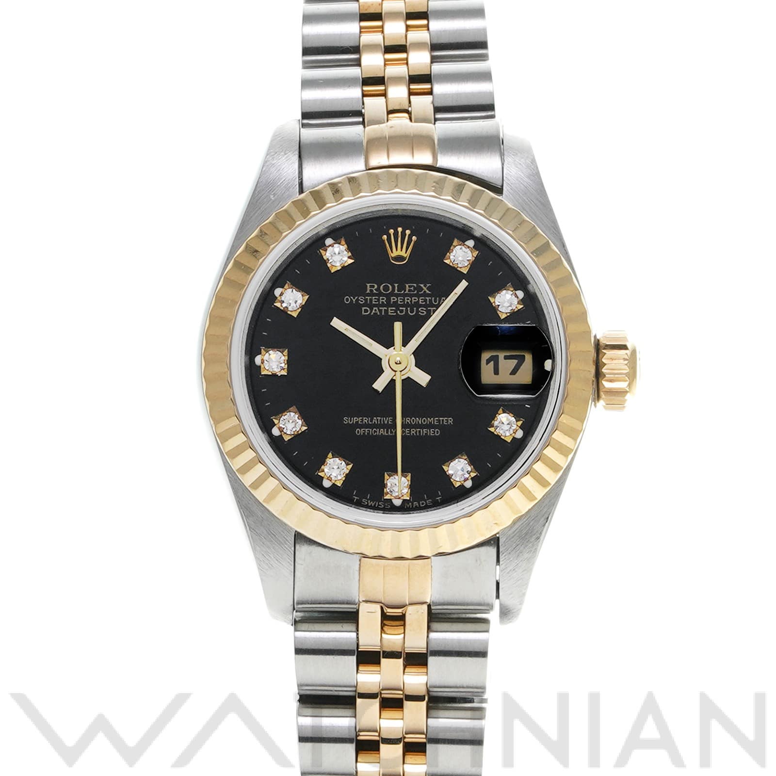 デイトジャスト 69173G S番(1994年頃製造) ブラック/ダイヤモンド ロレックス ROLEX レディース 【中古】