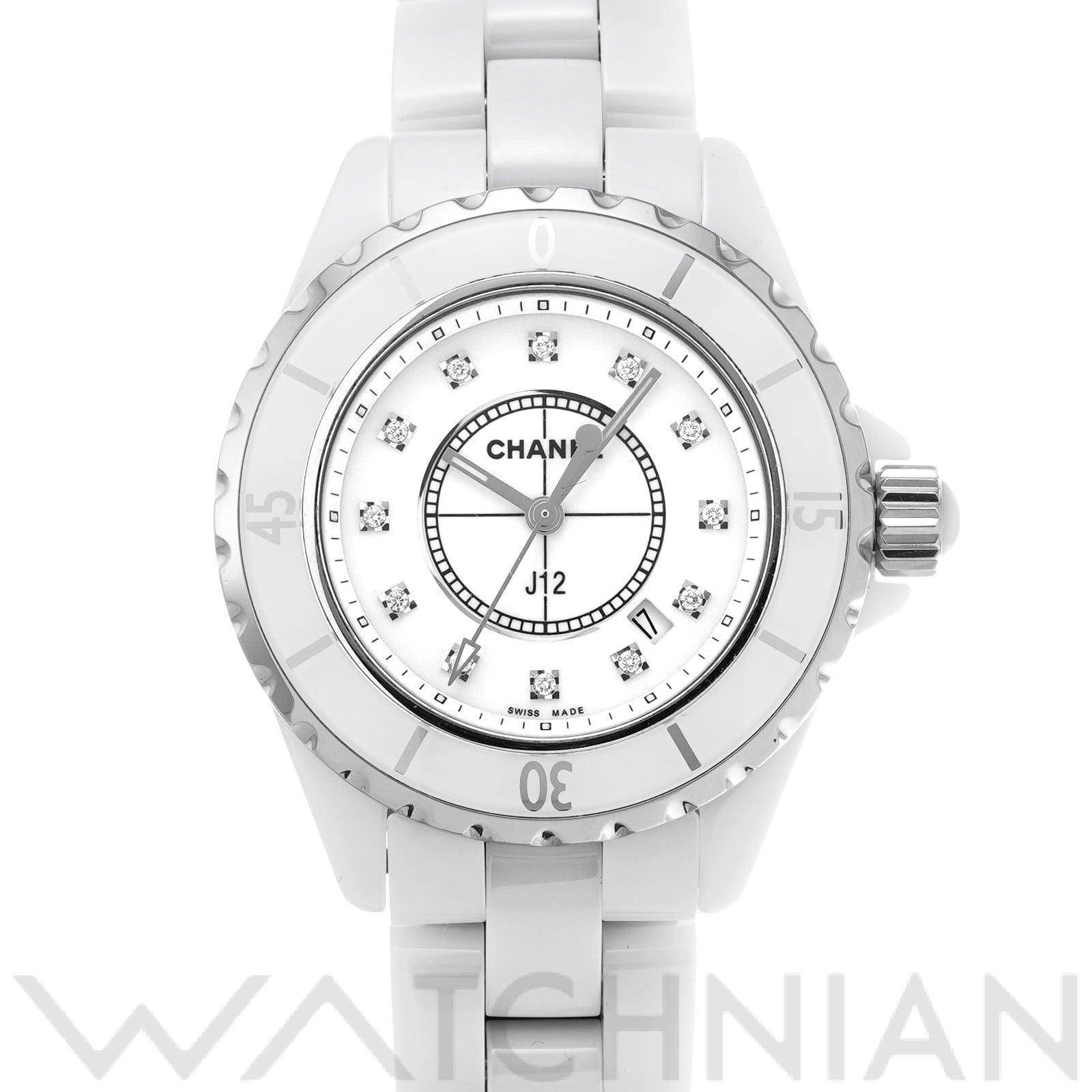 シャネル / CHANEL J12 33MM H1628 ホワイト/ダイヤモンド レディース 時計 【中古】【wristwatch】