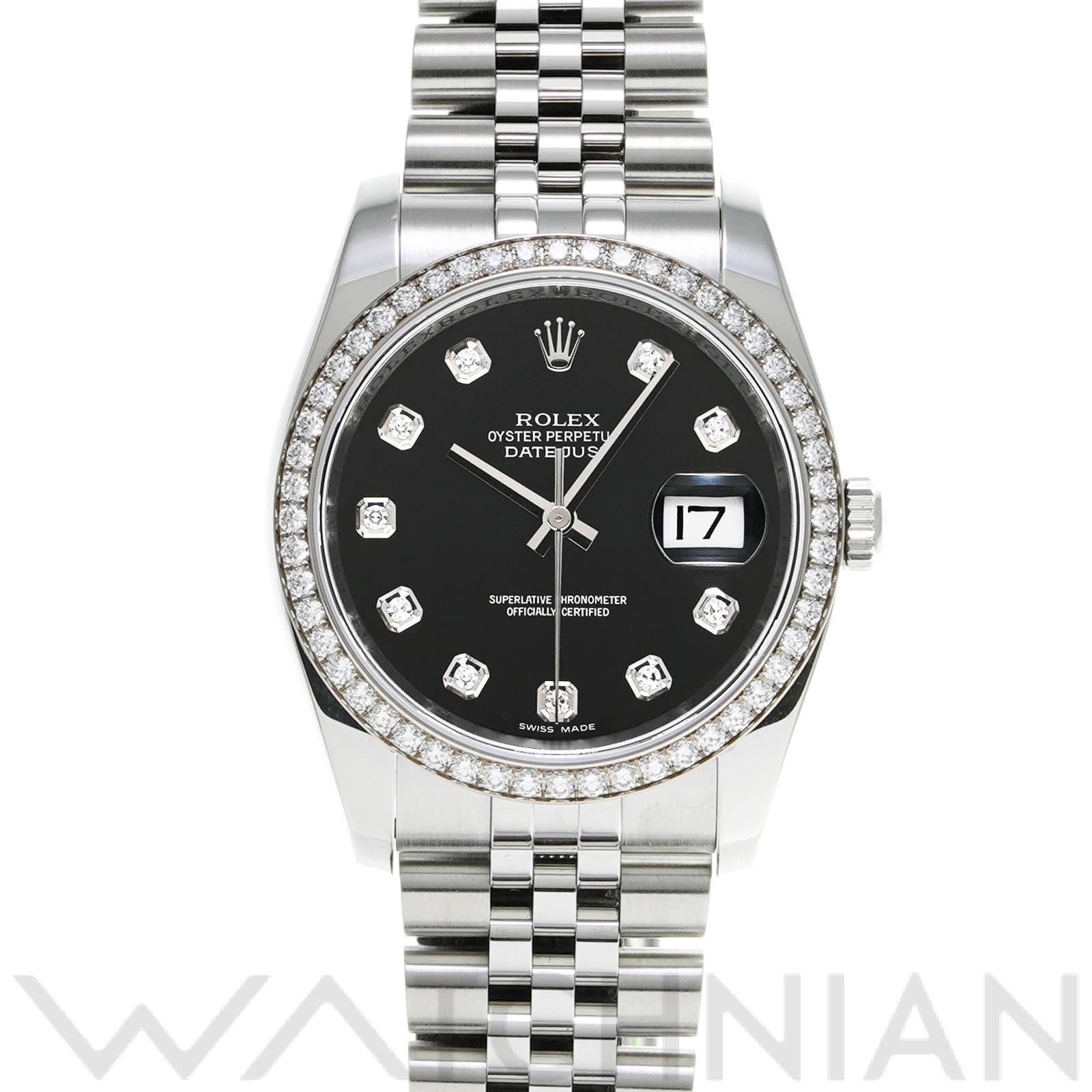 ロレックス デイトジャスト 36 116244G ブラック/ダイヤモンド メンズ 時計 【中古】【wristwatch】