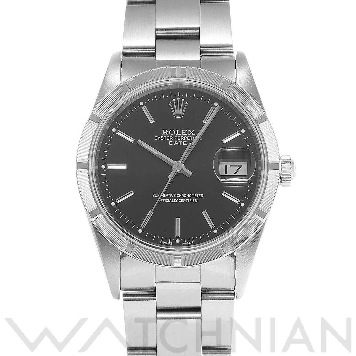 ロレックス オイスターパーペチュアル デイト 34 15210 ブラック メンズ 時計 【中古】【wristwatch】