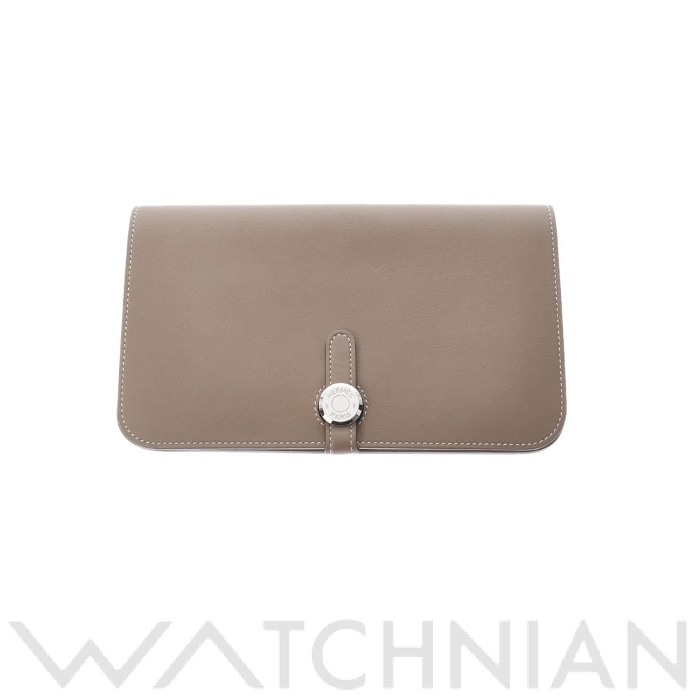 エルメス ドゴン GM エトゥープ/パラジウム金具 ヴォースイフト ユニセックス 財布 【中古】【purse】