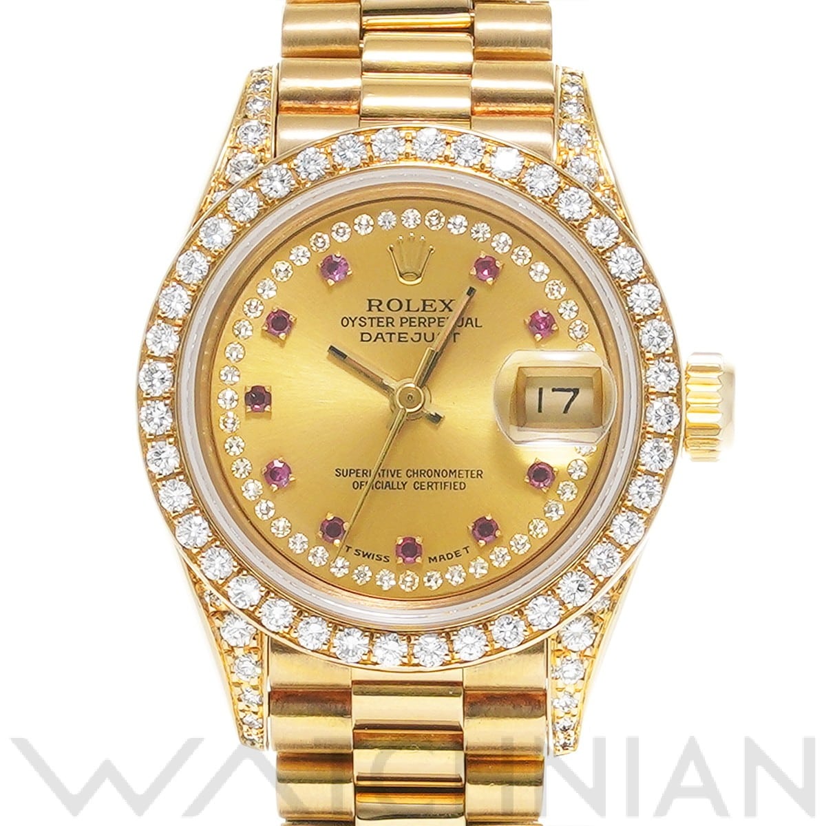 デイトジャスト 69158LR L番(1989年頃製造) シャンパン/ダイヤモンド/ルビー ロレックス ROLEX レディース 【中古】