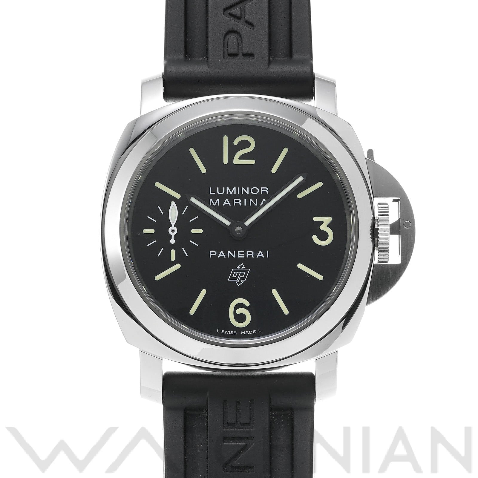 ルミノールマリーナ ロゴ アッチャイオ PAM01005 T番(2017年製造) ブラック パネライ OFFICINE PANERAI メンズ 【中古】