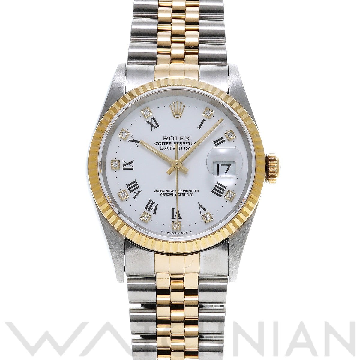 ロレックス デイトジャスト 16233G ホワイト/ダイヤモンド メンズ 時計 【中古】【wristwatch】