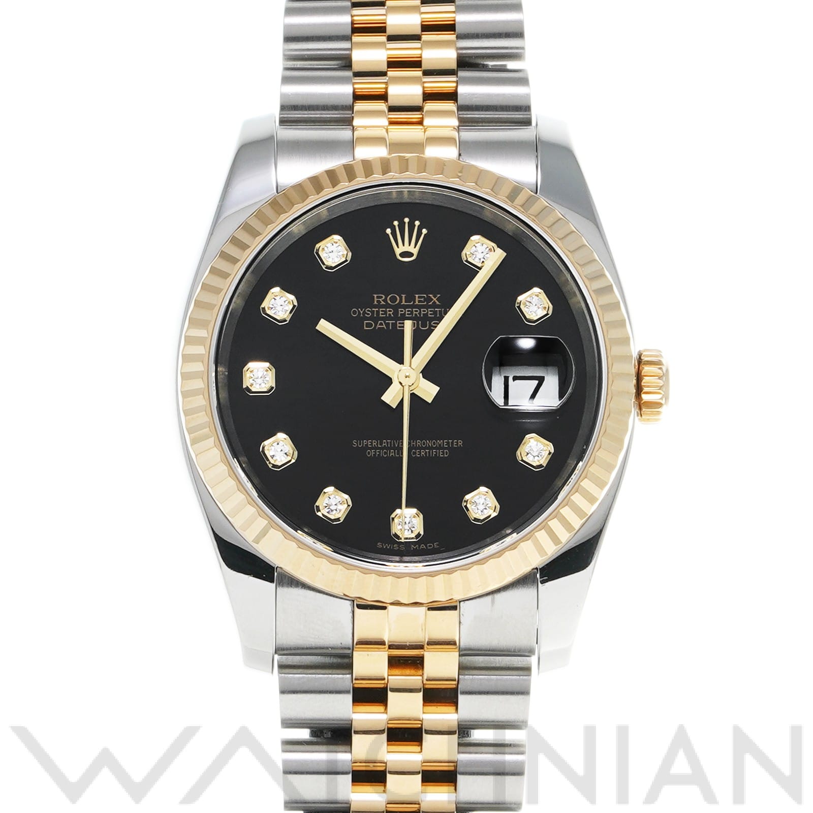 ロレックス デイトジャスト 36 116233G ブラック/ダイヤモンド メンズ 時計 【中古】【wristwatch】