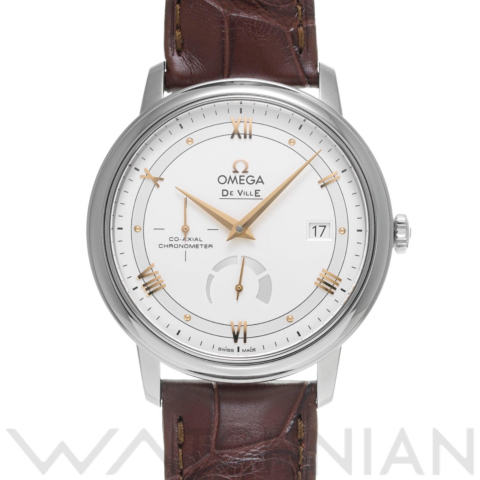 デ・ヴィル プレステージ コーアクシャル パワーリザーブ 424.13.40.21.02.002 シルバー オメガ OMEGA メンズ 【中古】