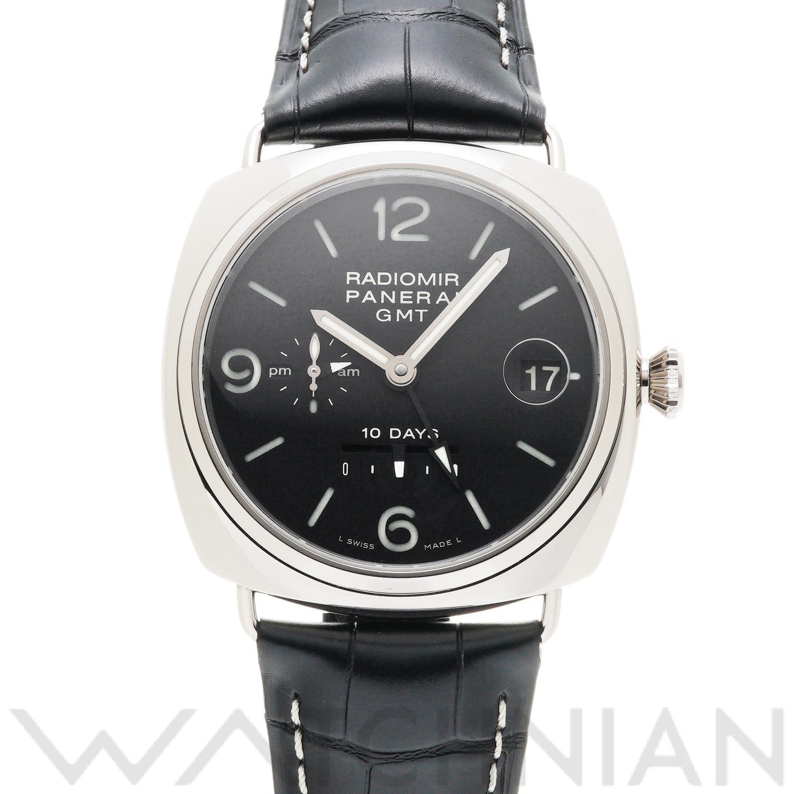 パネライ ラジオミール 10デイズ GMT ホワイトゴールド PAM00235 ブラック メンズ 時計 【中古】【wristwatch】
