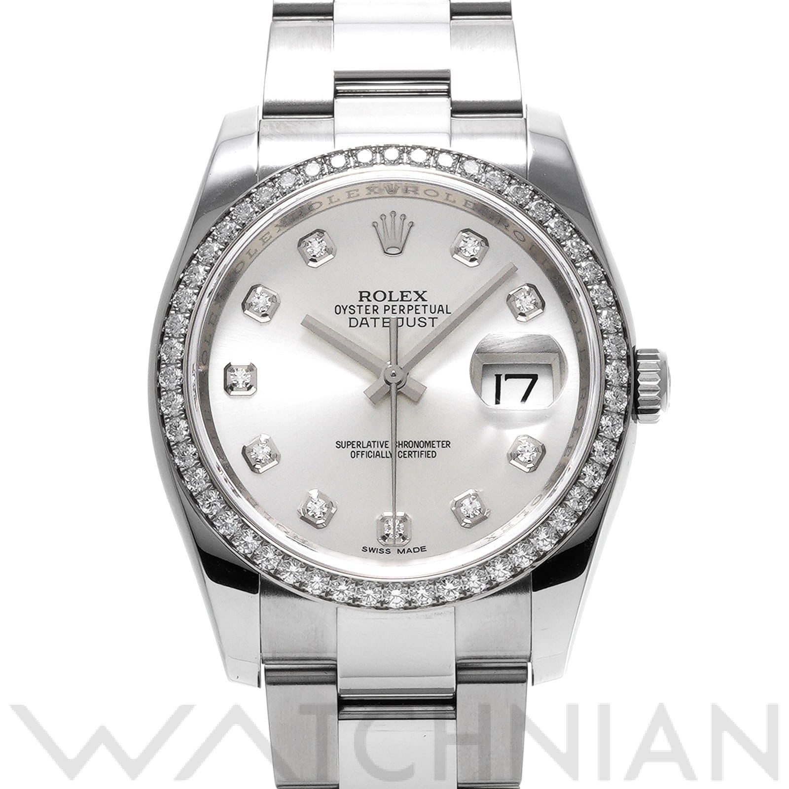 ロレックス デイトジャスト 36 116244G シルバー/ダイヤモンド メンズ 時計 【中古】【wristwatch】