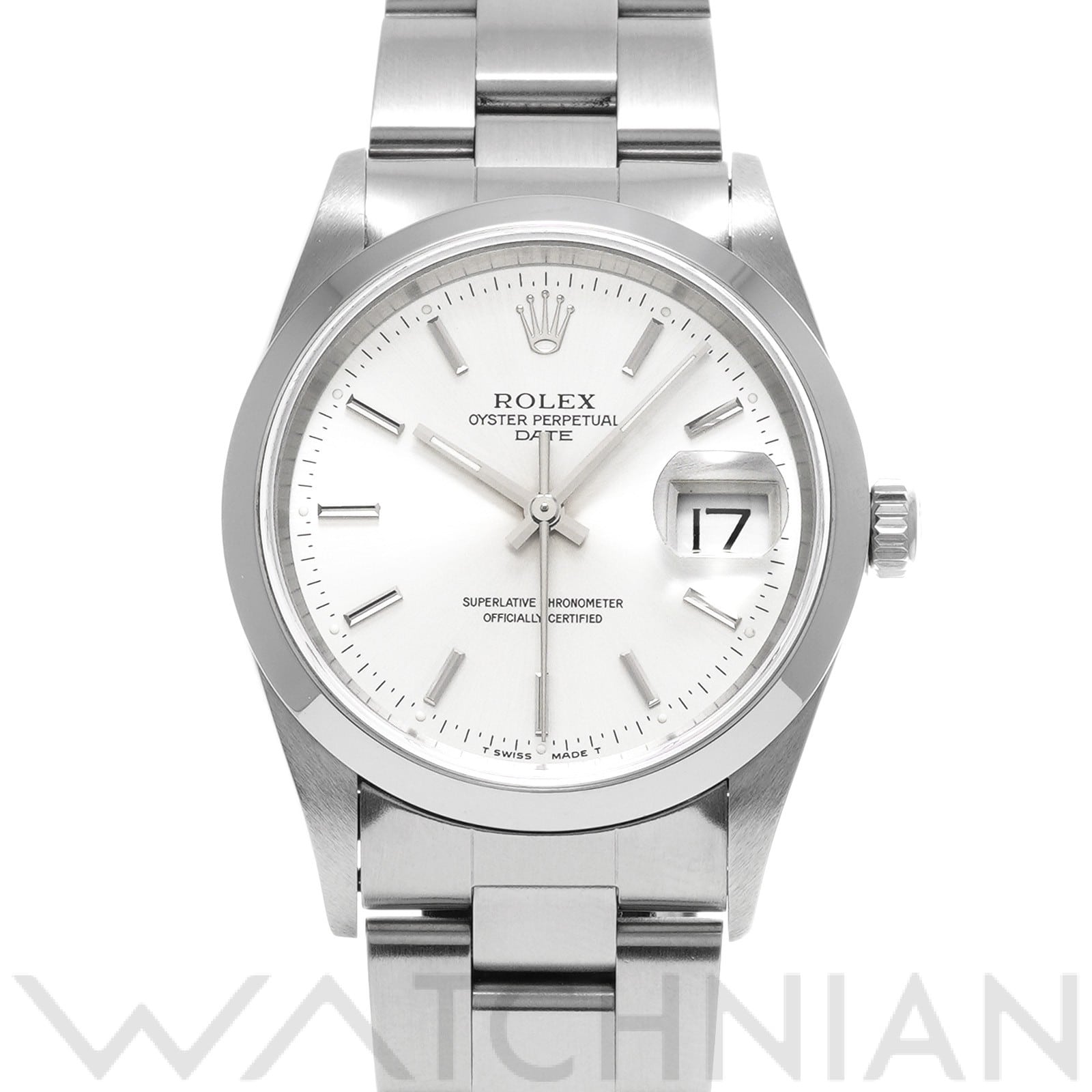 ロレックス オイスターパーペチュアル デイト 34 15200 シルバー メンズ 時計 【中古】【wristwatch】