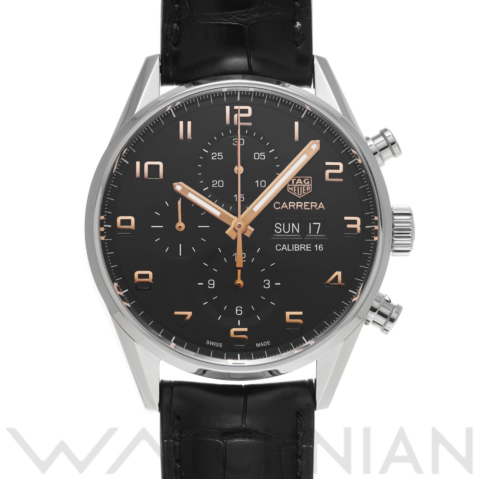 カレラ キャリバー16 クロノグラフ デイデイト CV2A1AB.FC6379 ブラック タグ ホイヤー TAG HEUER メンズ 【中古】