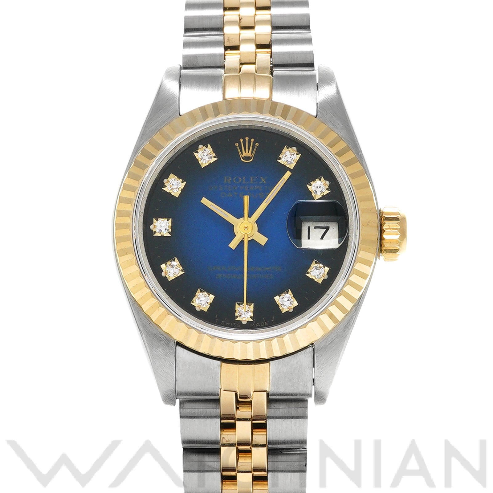 デイトジャスト 69173G 95番(1986年頃製造) ブルー・グラデーション/ダイヤモンド ロレックス ROLEX レディース 【中古】