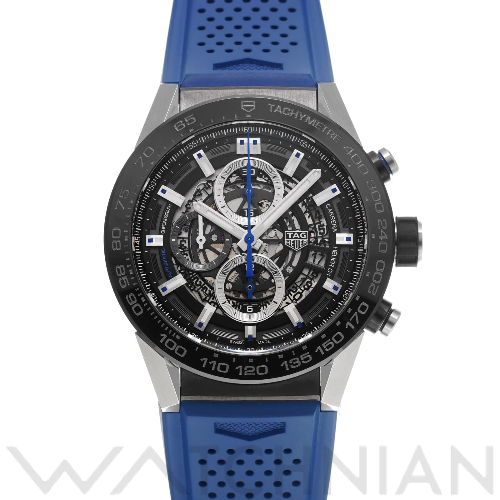 カレラ キャリバーホイヤー01 クロノグラフ CAR2A1T.FT6052 ブラック タグ ホイヤー TAG HEUER メンズ 【中古】