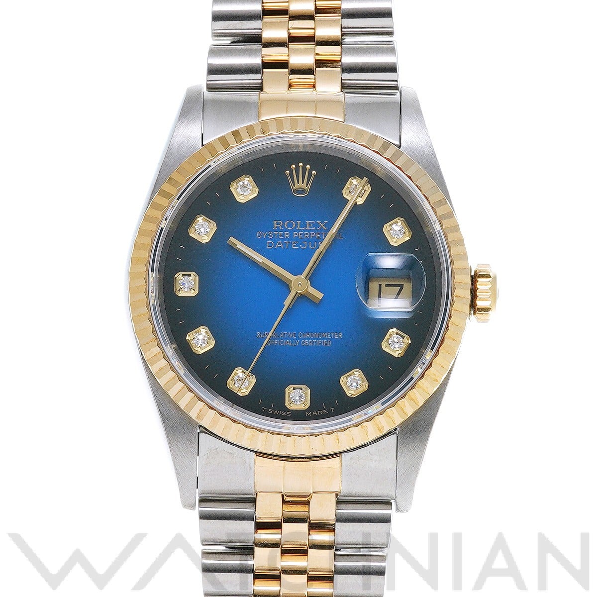 ロレックス デイトジャスト 36 16233G ブルー・グラデーション/ダイヤモンド メンズ 時計 【中古】【wristwatch】