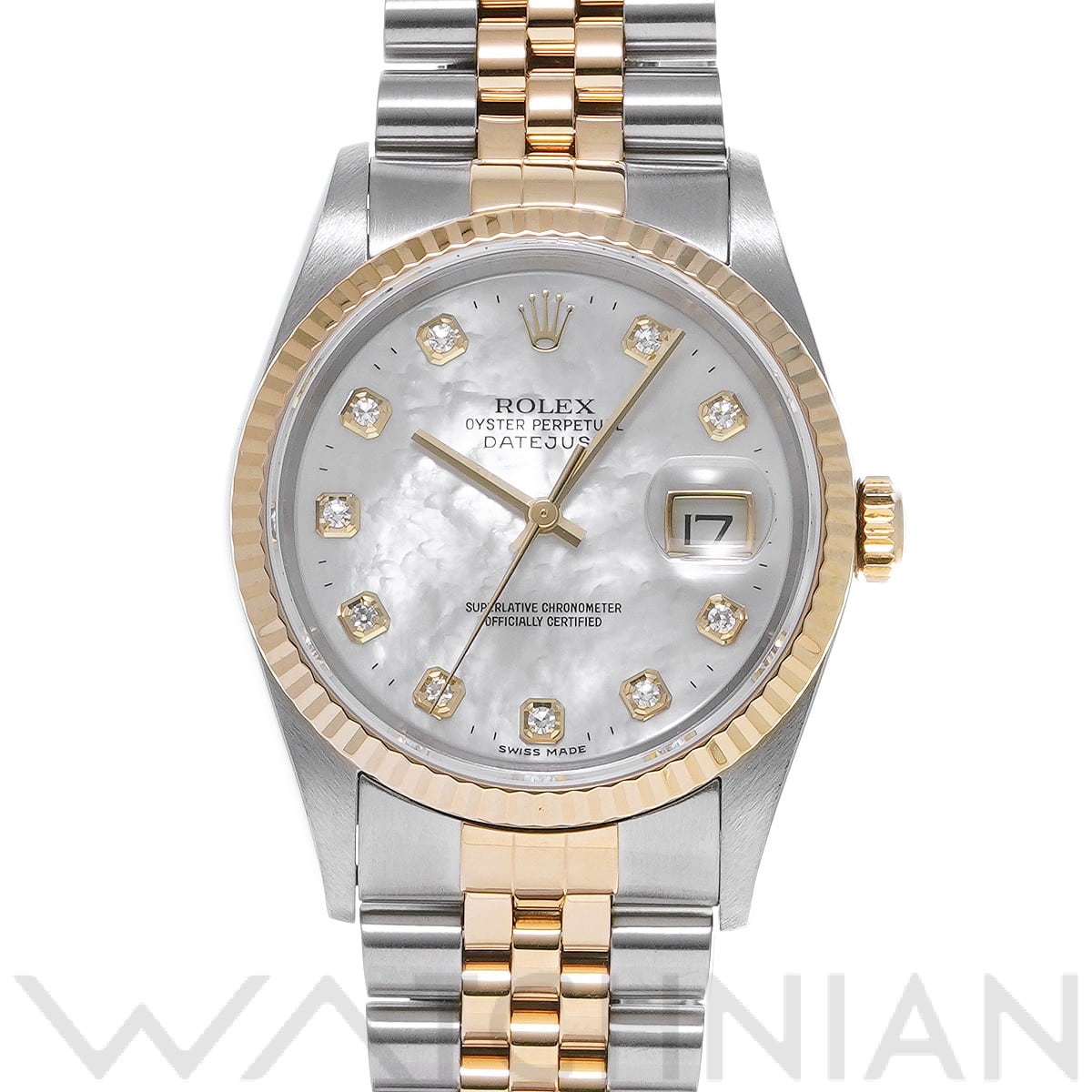 ロレックス デイトジャスト 16233NG ホワイトシェル/ダイヤモンド メンズ 時計 【中古】【wristwatch】