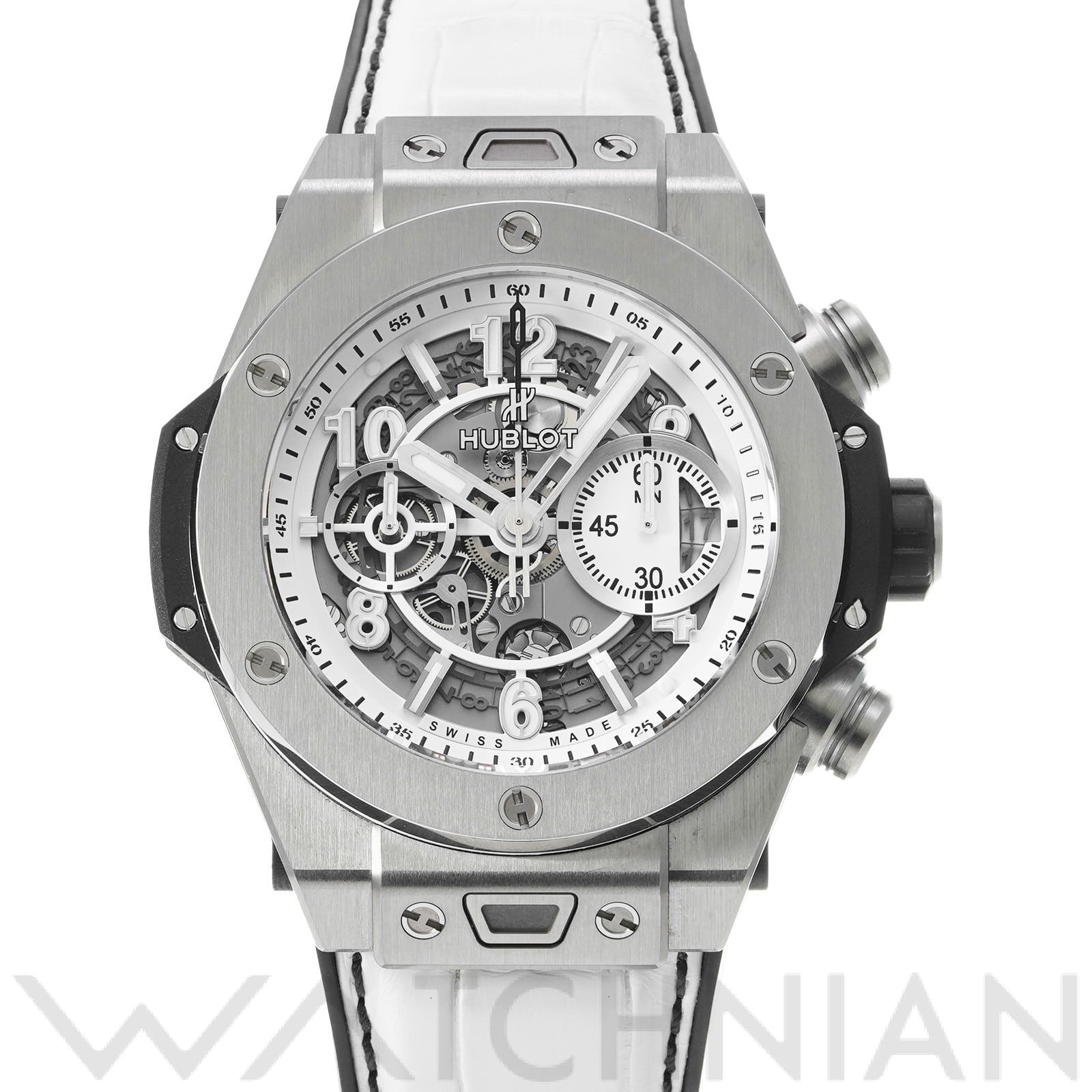 ビッグバン ウニコ チタニウム ブラック&ホワイト 411.NE.2010.LR.JSM15 マットホワイト ウブロ HUBLOT メンズ 【中古】