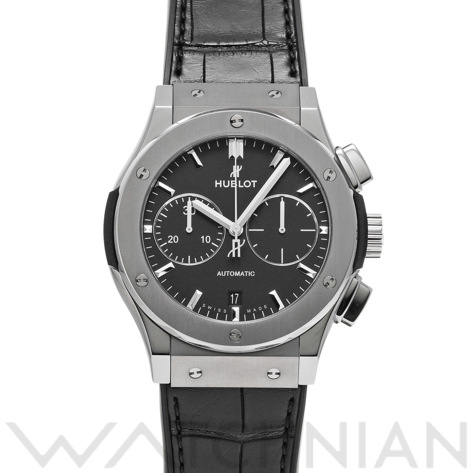 クラシックフュージョン チタニウム クロノグラフ 521.NX.1171.LR ブラック ウブロ HUBLOT メンズ 【中古】