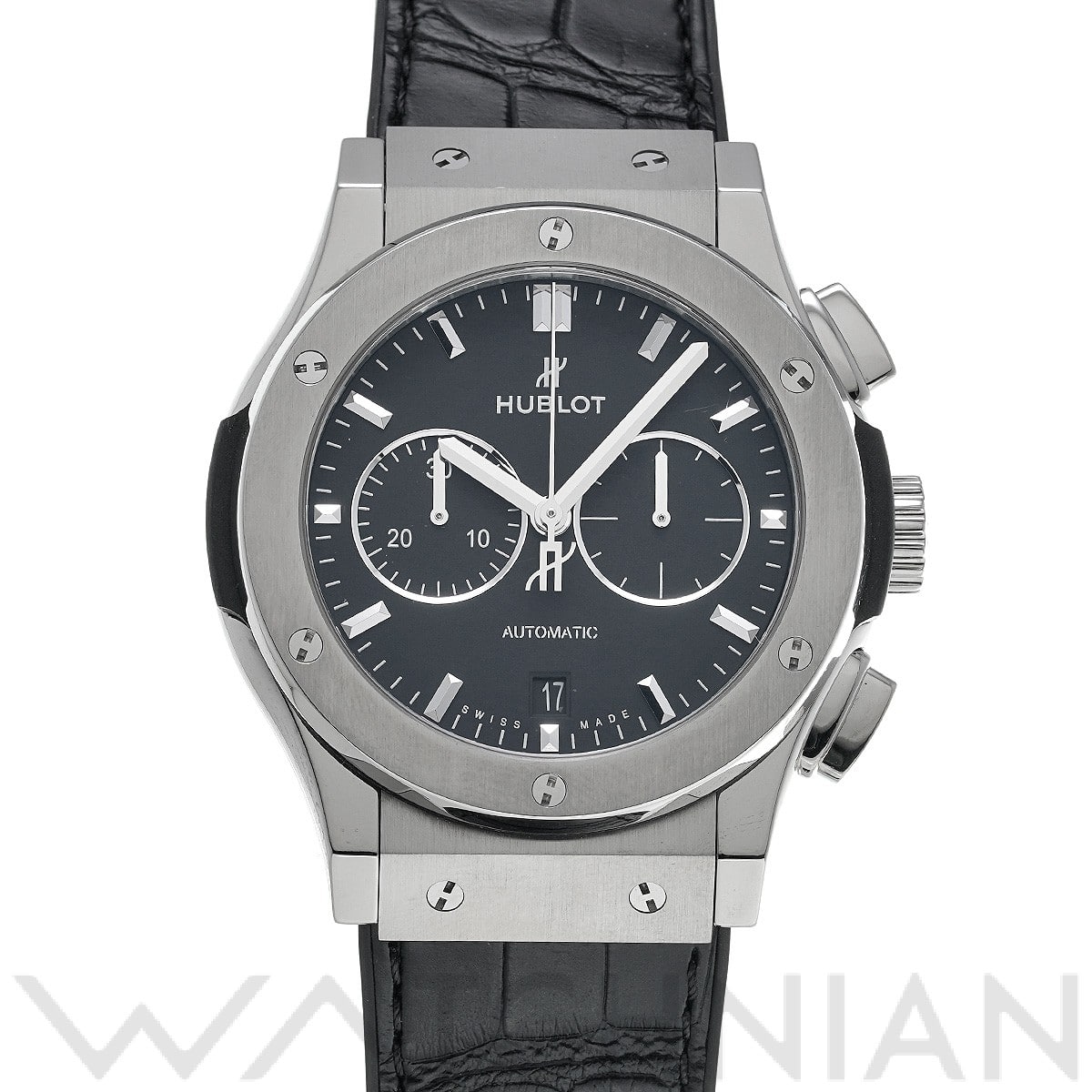 クラシックフュージョン クロノグラフ チタニウム 541.NX.1171.LR マットブラック ウブロ HUBLOT メンズ 【中古】