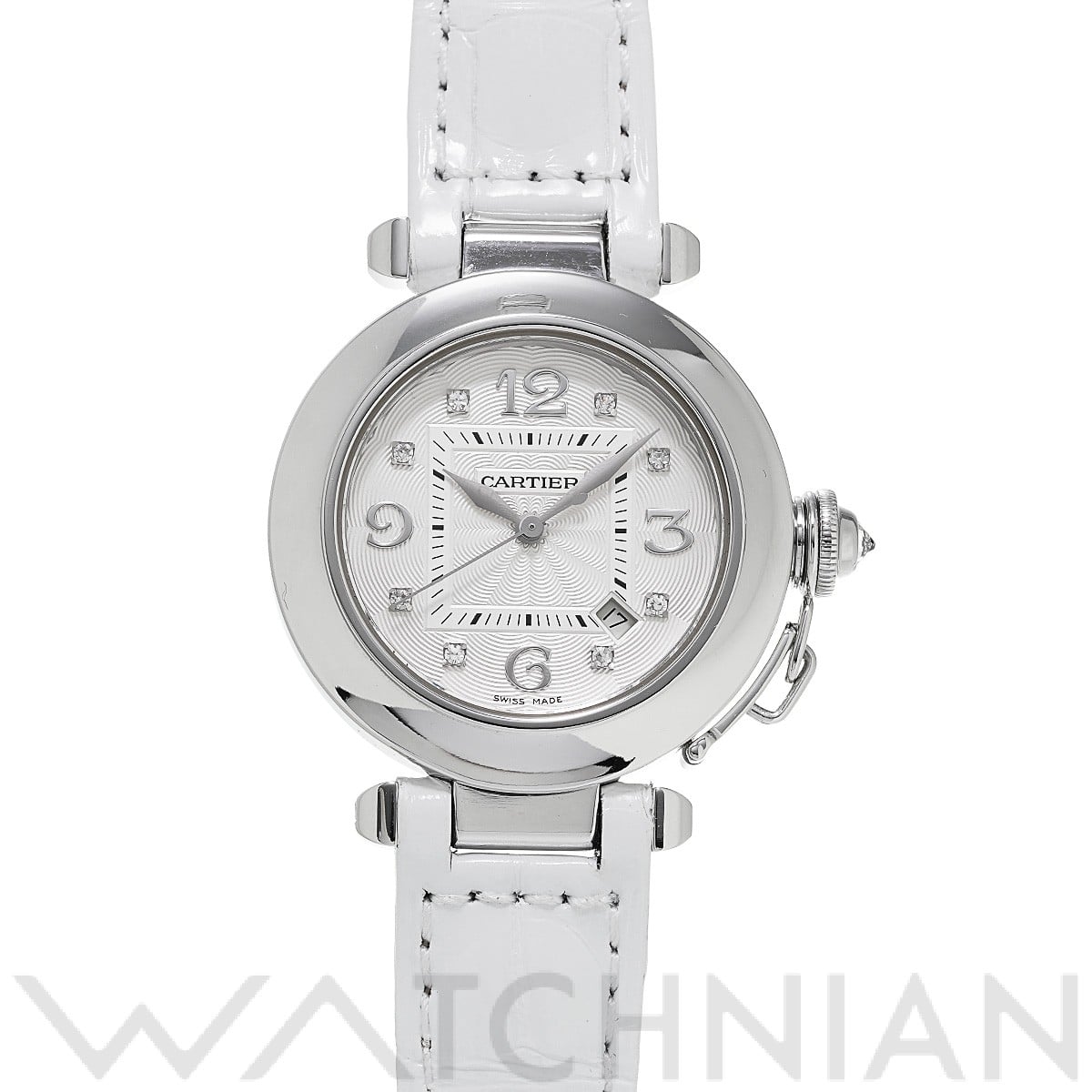 パシャ 32 WJ111136 シルバー/ダイヤモンド カルティエ CARTIER レディース 【中古】