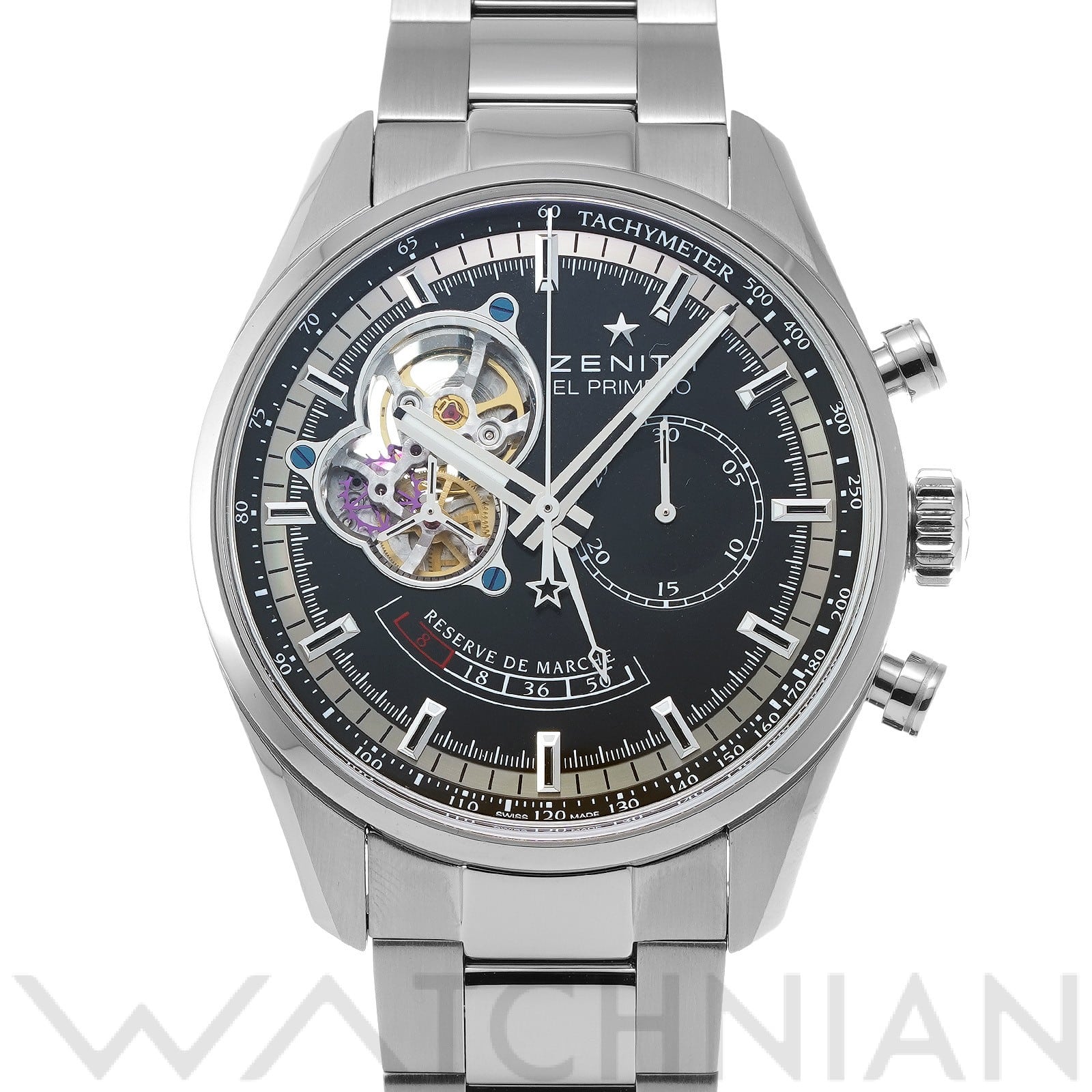 ゼニス / ZENITH クロノマスター エル・プリメロ オープン パワーリザーブ 03.2080.4021/21.M2040 ブラック メンズ 時計 【中古】【wristwatch】