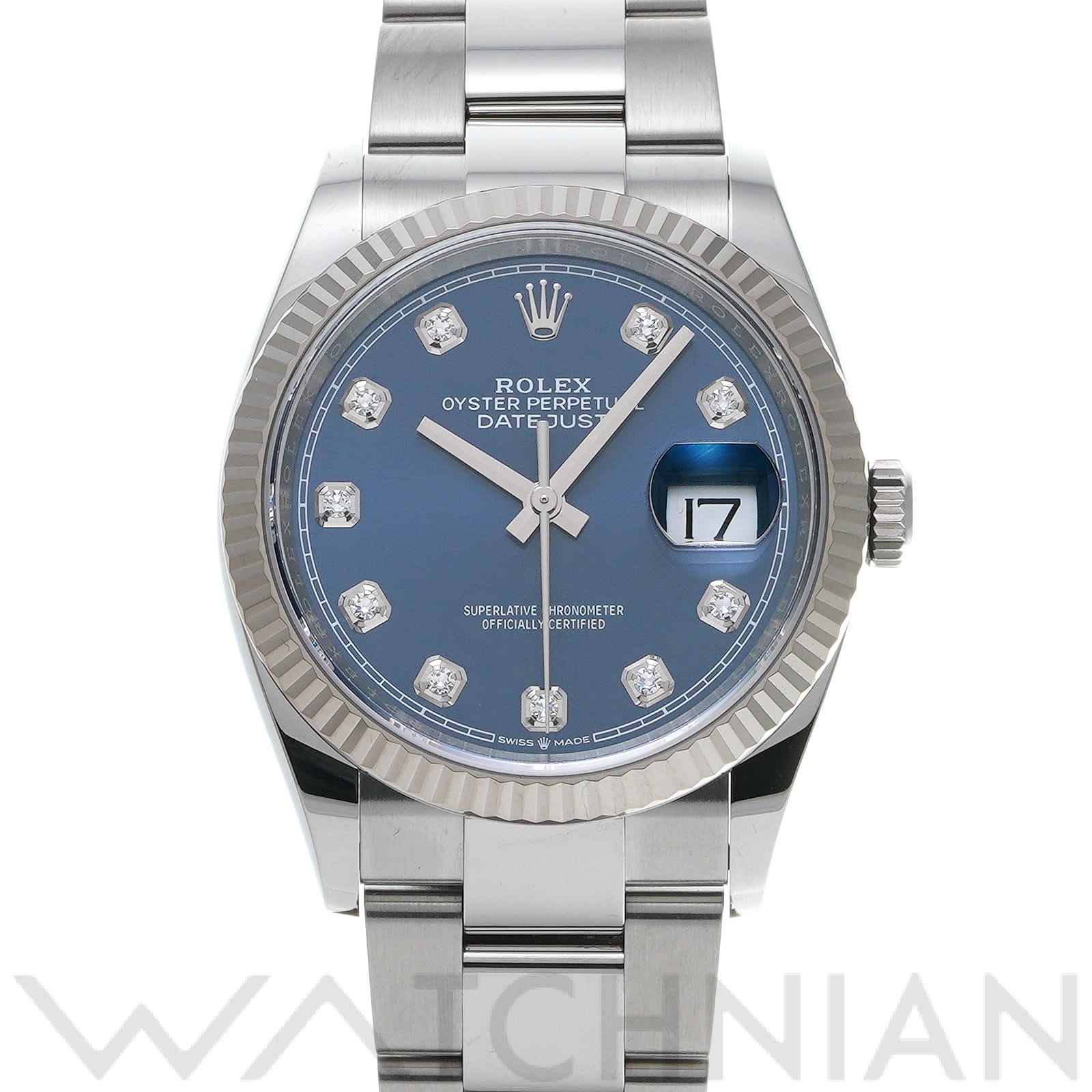 ロレックス デイトジャスト 36 126234G ブライトブルー/ダイヤモンド メンズ 時計 【中古】【wristwatch】