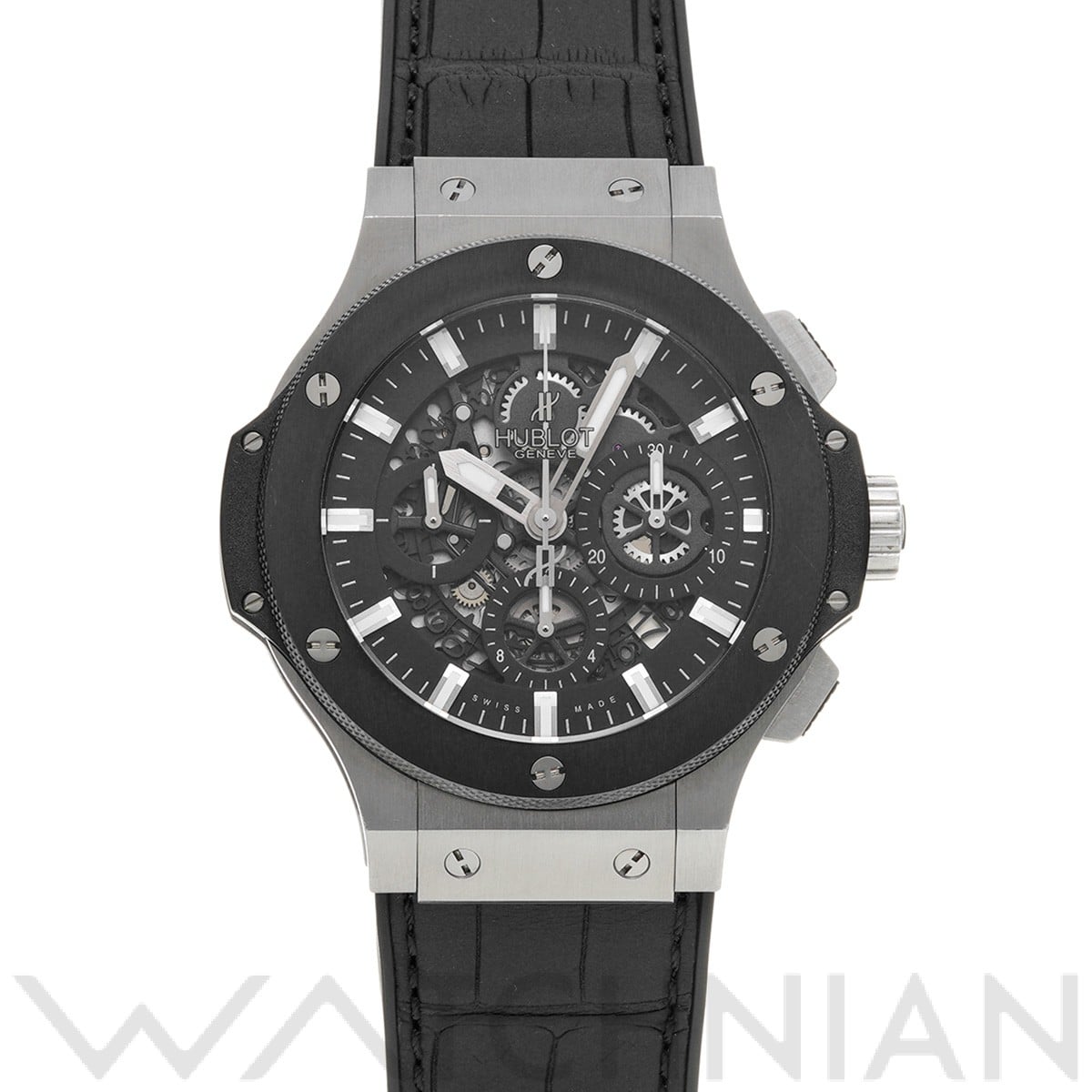 ビッグバン アエロバン スチール セラミック 311.SM.1170.GR ブラック/スケルトン ウブロ HUBLOT メンズ 【中古】