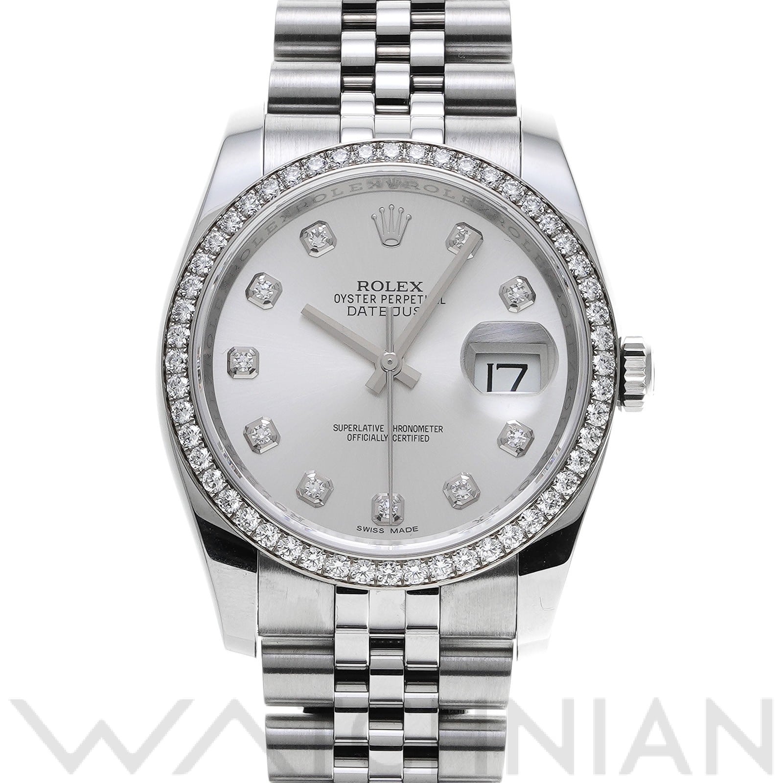 ロレックス デイトジャスト 36 116244G シルバー/ダイヤモンド メンズ 時計 【中古】【wristwatch】