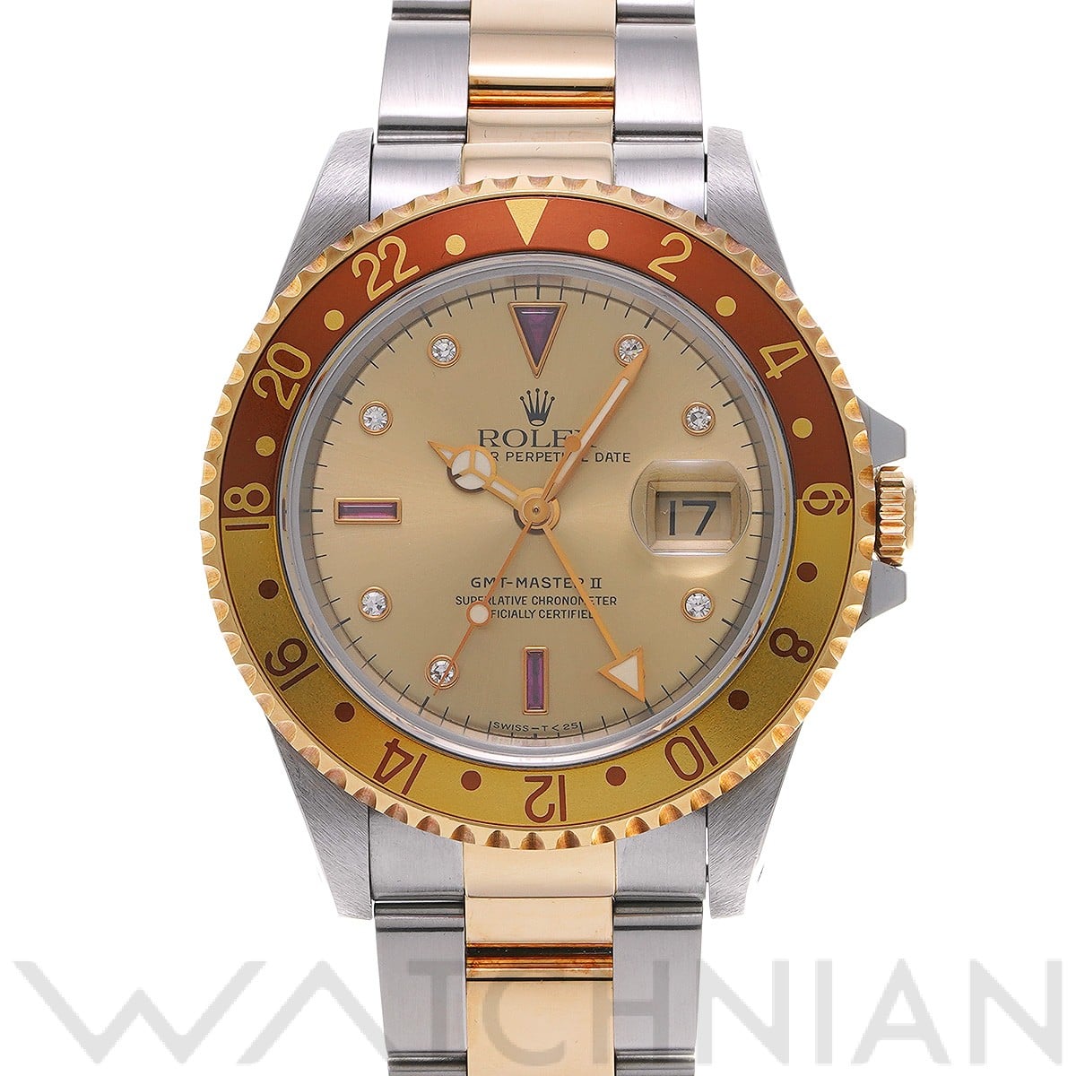 GMTマスターII 16713RG S番(1994年頃製造) シャンパン/ダイヤモンド/ルビー ロレックス ROLEX メンズ 【中古】