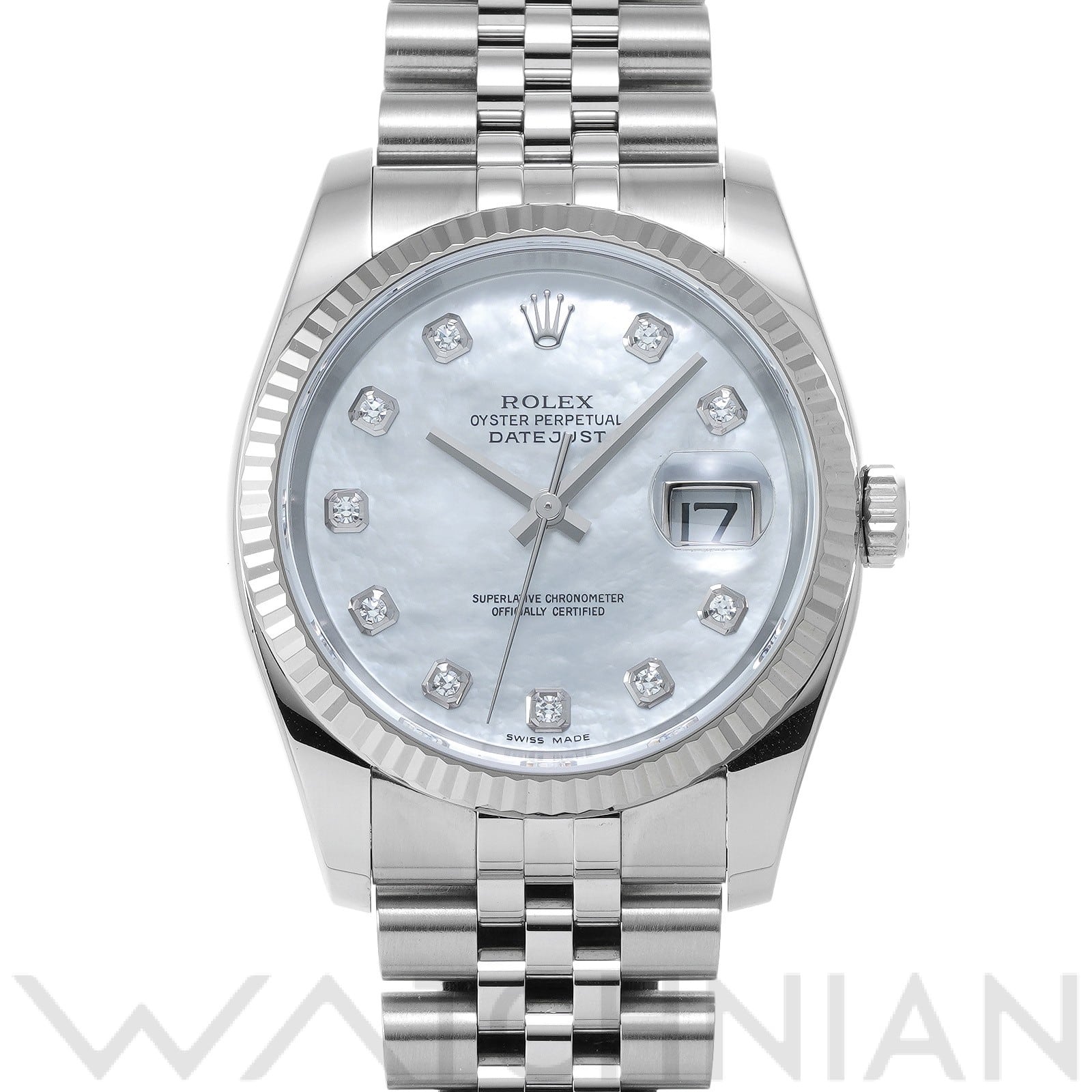 ロレックス デイトジャスト 36 116234NG ホワイトシェル/ダイヤモンド メンズ 時計 【中古】【wristwatch】