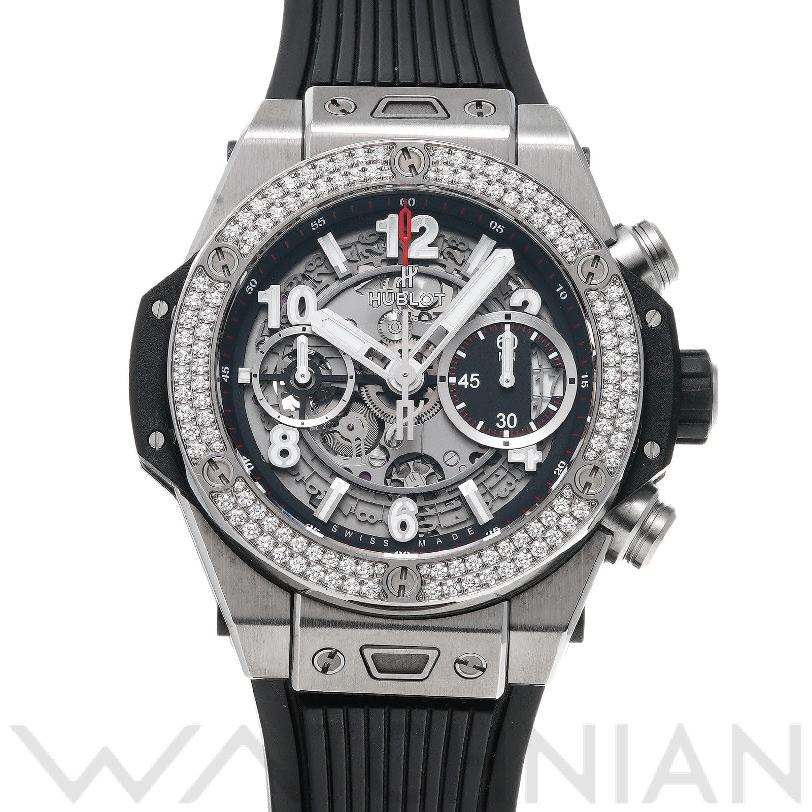 ビッグバン ウニコ チタニウム ダイヤモンド 441.NX.1170.RX.1104 マットブラックスケルトン ウブロ HUBLOT メンズ 【中古】