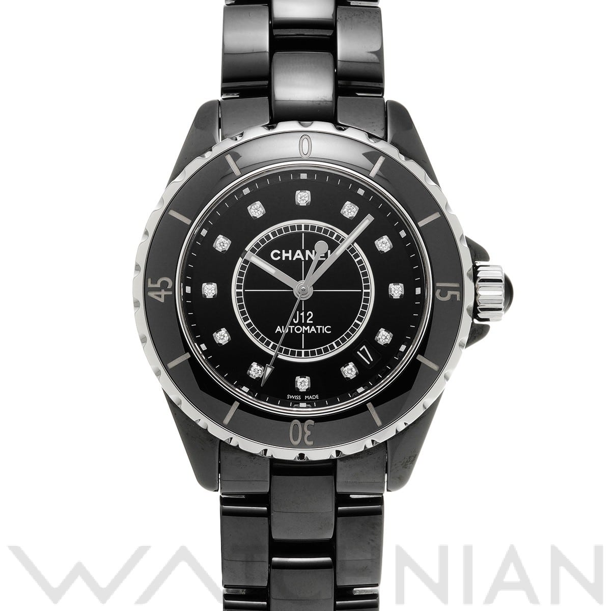 シャネル / CHANEL J12 38MM H1626 ブラックラッカー/ダイヤモンド メンズ 時計 【中古】【wristwatch】