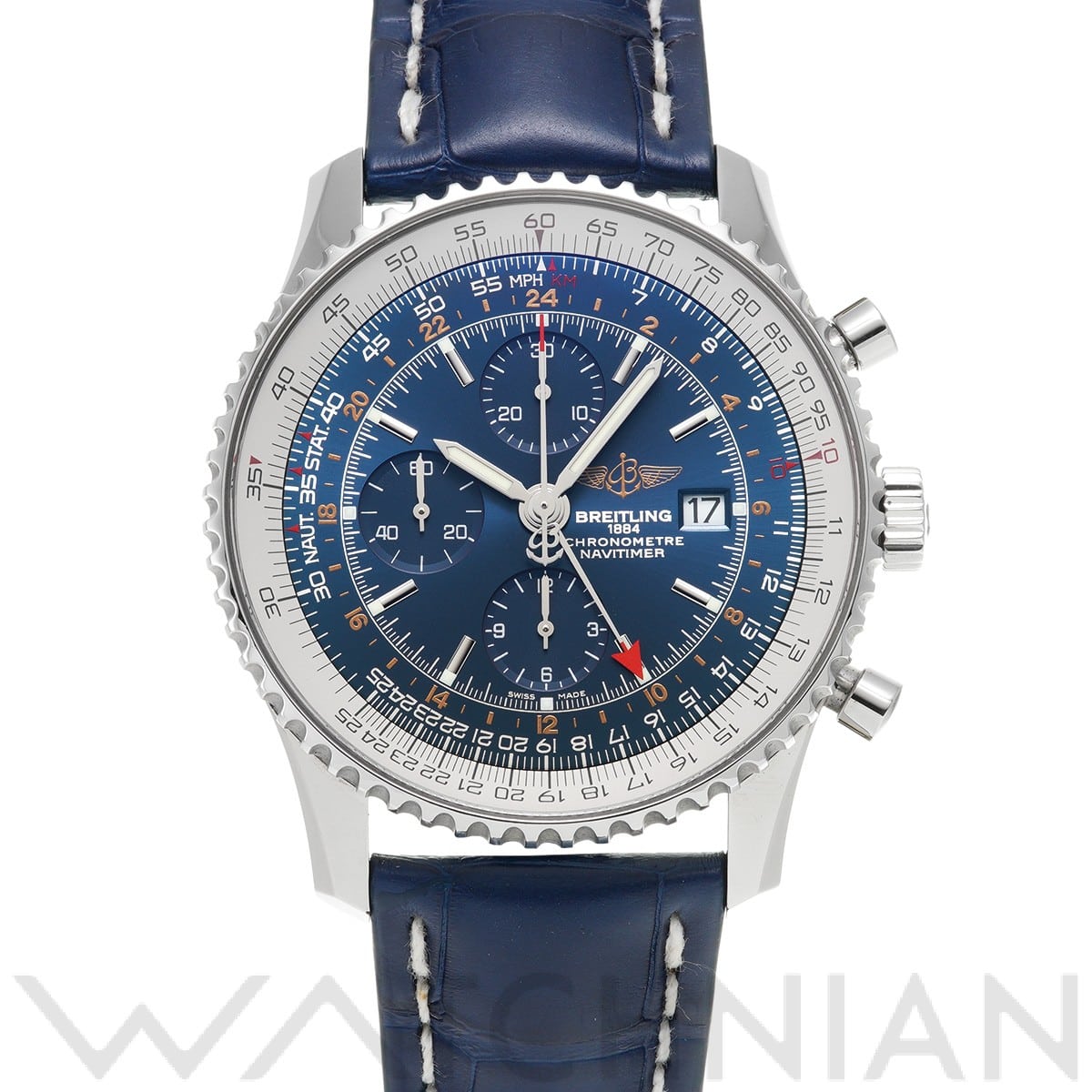 ナビタイマー ワールド A2432212/C651 ブルー ブライトリング BREITLING メンズ 【中古】