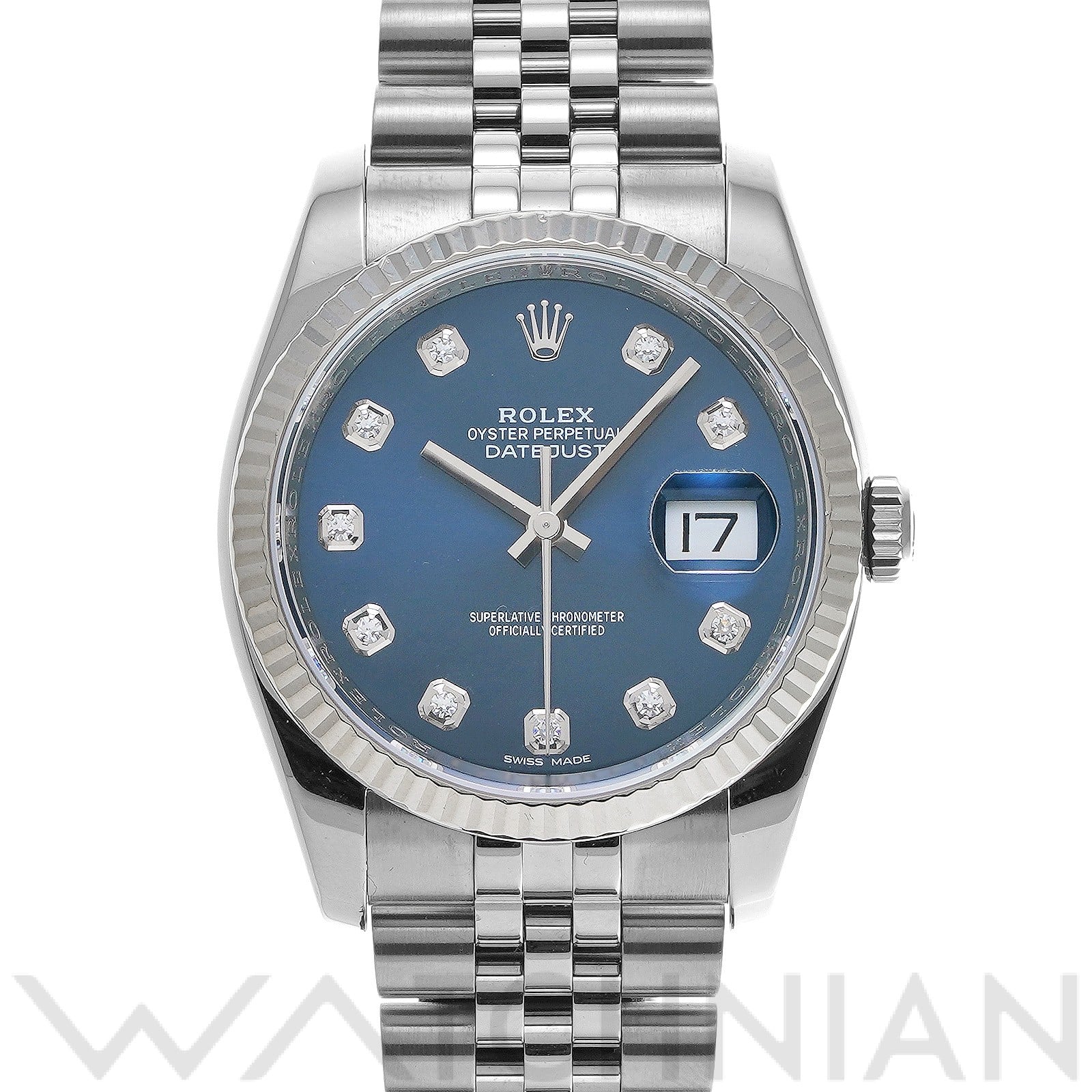 ロレックス デイトジャスト 36 116234G ブルー/ダイヤモンド メンズ 時計 【中古】【wristwatch】