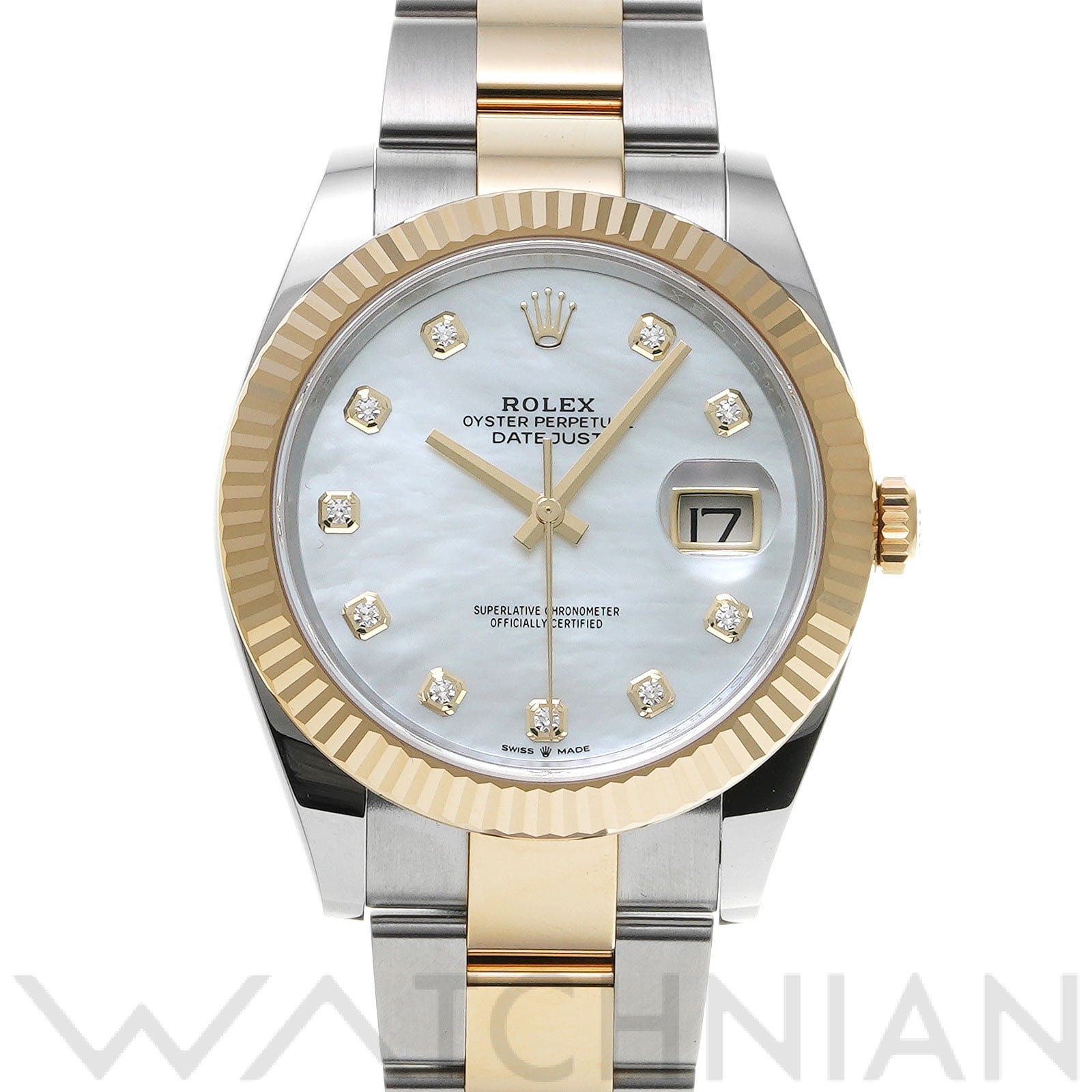 ロレックス デイトジャスト 41 126333NG ホワイトシェル/ダイヤモンド メンズ 時計 【中古】【wristwatch】