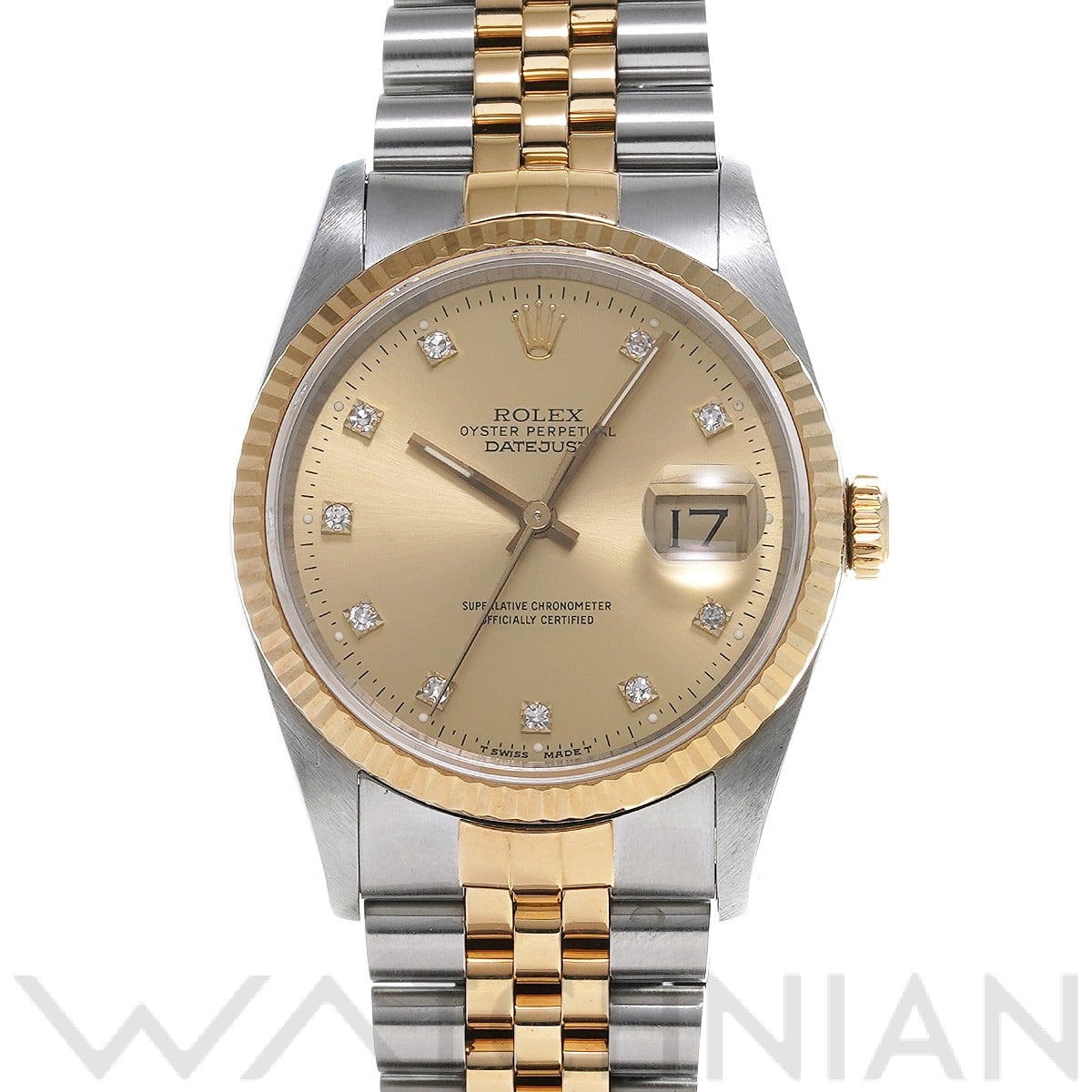 ロレックス デイトジャスト 16233G シャンパン/ダイヤモンド メンズ 時計 【中古】【wristwatch】