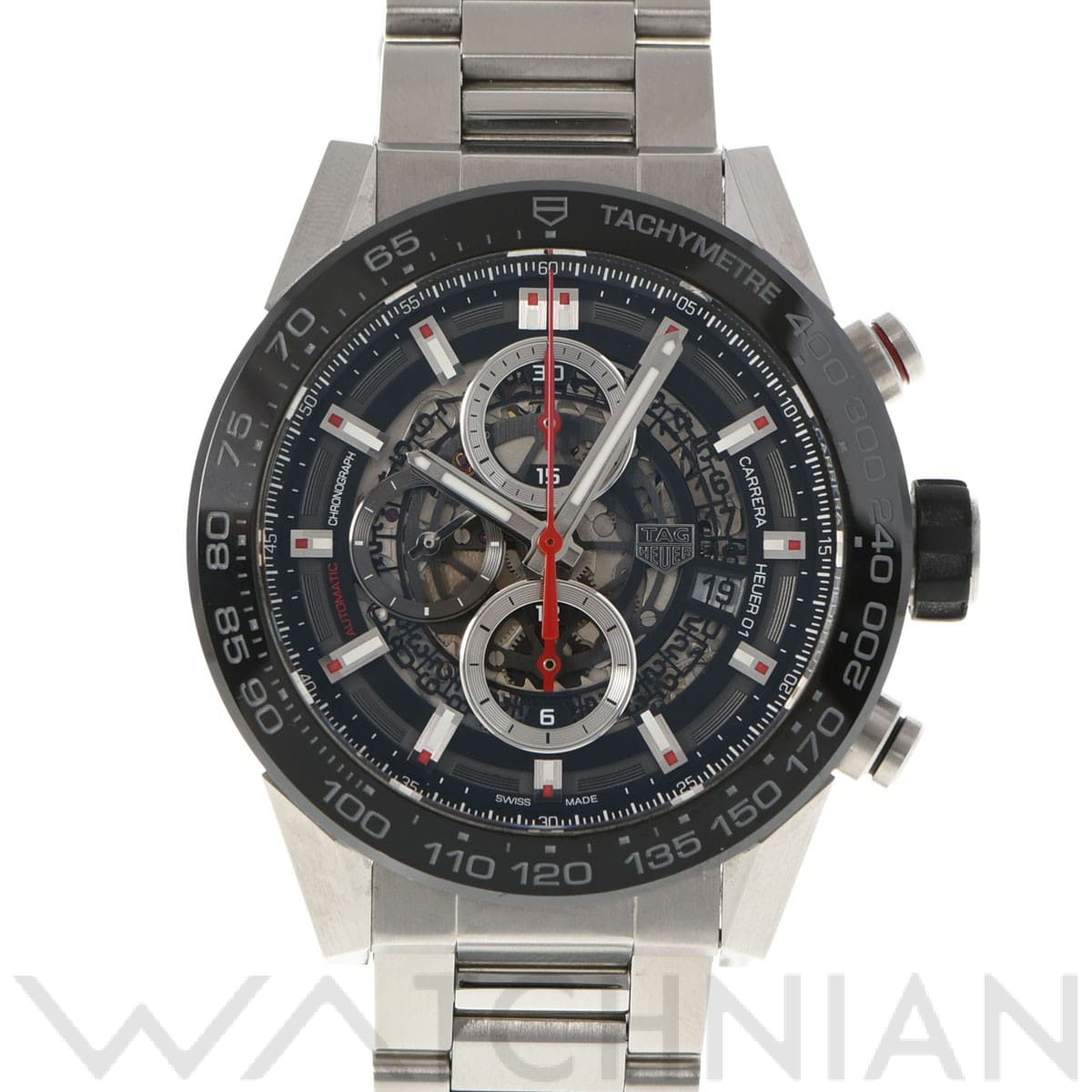タグ ホイヤー / TAG HEUER カレラ キャリバーホイヤー01 クロノグラフ CAR2A1W.BA0703 ブラック/スケルトン メンズ 時計 【中古】【wristwatch】