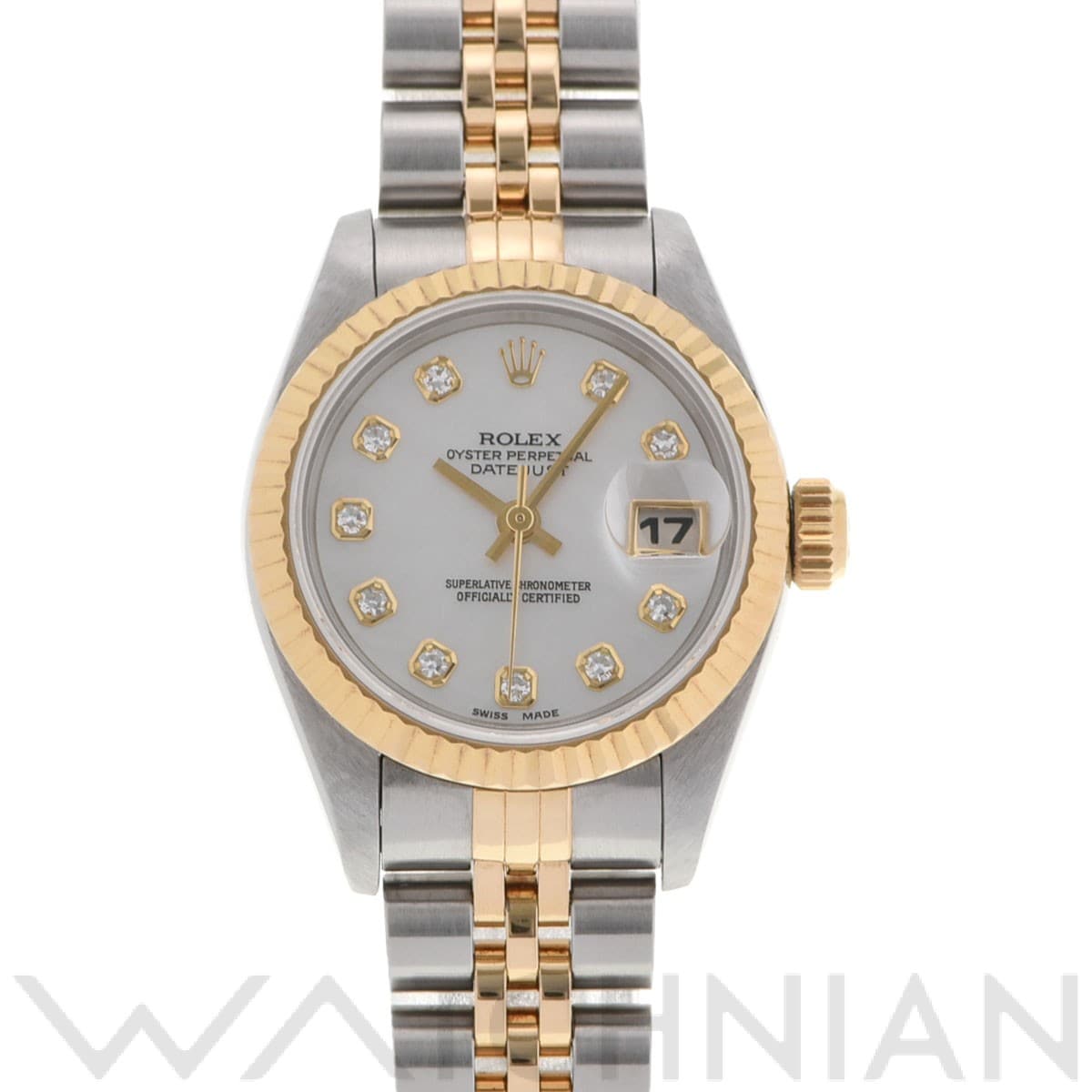 ロレックス デイトジャスト 26 69173NG ホワイトシェル/ダイヤモンド レディース 時計 【中古】【wristwatch】