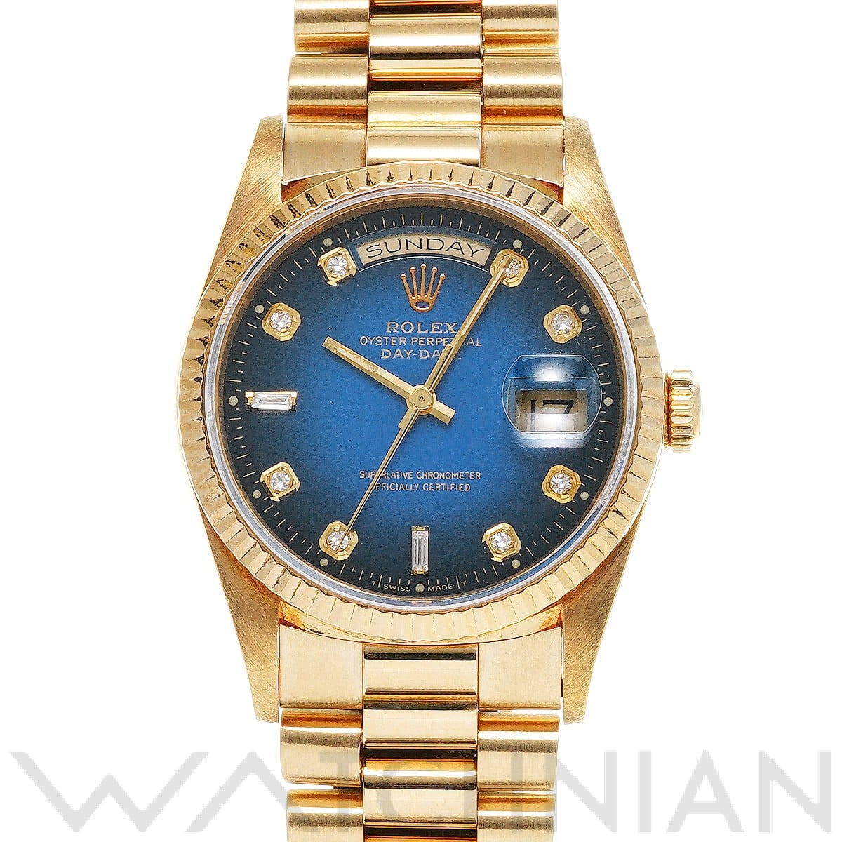 ロレックス デイデイト 36 18238A ブルー・グラデーション/ダイヤモンド メンズ 時計 【中古】【wristwatch】