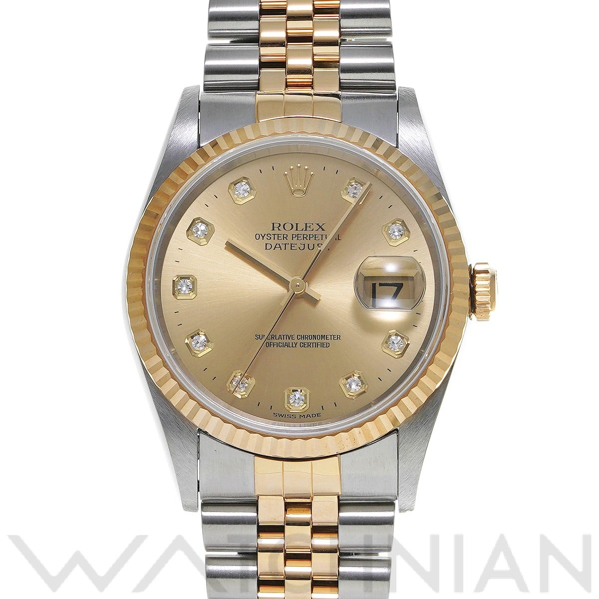 ロレックス デイトジャスト 36 16233G シャンパン/ダイヤモンド メンズ 時計 【中古】【wristwatch】