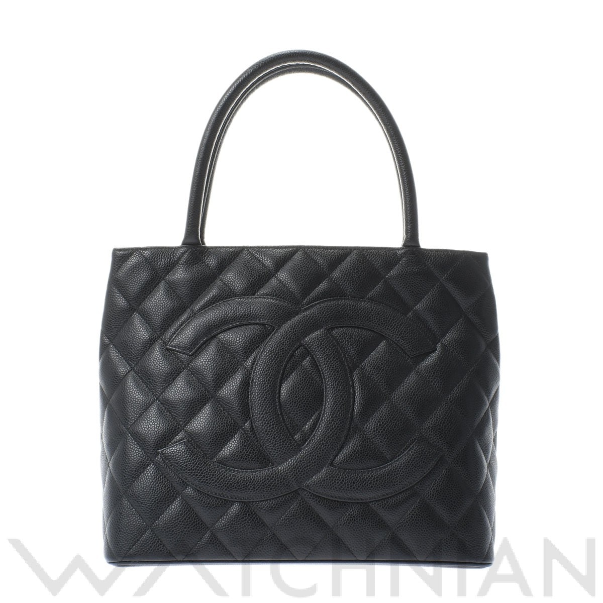 復刻 ブラック/シルバー金具 A01804 キャビアスキン CHANEL シャネル レディース 【中古】